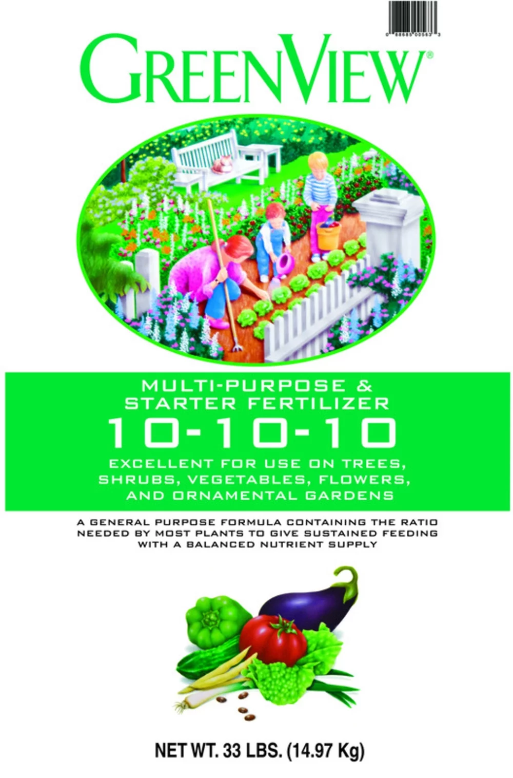 GreenView Multi-Purpose Fertilizer 10-10-10 Food - 33 lbs.