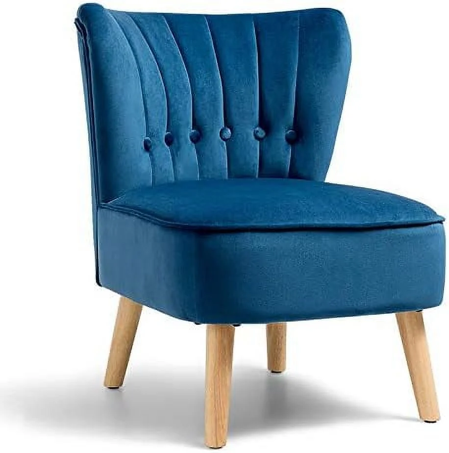 SQYTHGB Armless Accent Chair  Wingback Velvet Sofa Chair with Solid Rubber Wood Legs & Thick Padded Seat  Upholstered Leisure Club Chair for Living Room Guest Room Coffee Shop (1  Pin