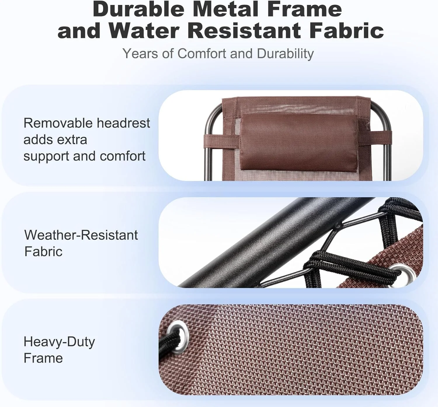 Set of 2 Relaxing Recliners Patio Chairs Adjustable Steel Mesh Zero Gravity Lounge Chair Beach Chairs with Pillow and Cup Holder Khaki (Brown)