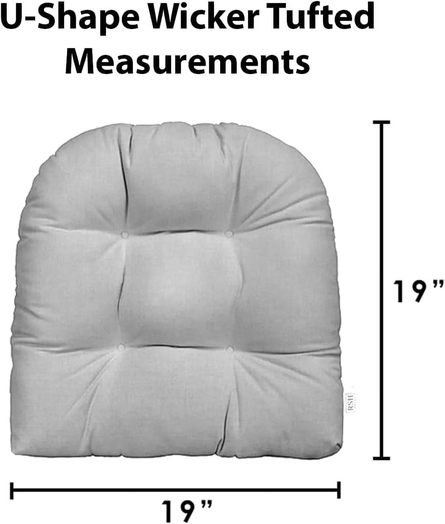 RSH Décor: Set Of 2 Indoor Outdoor Tufted U-Shape Wicker Patio Chair Seat Cushions | All Weather, Water And Fade Resistant Polyester Fabric | 19” X 19” | Westport Teal