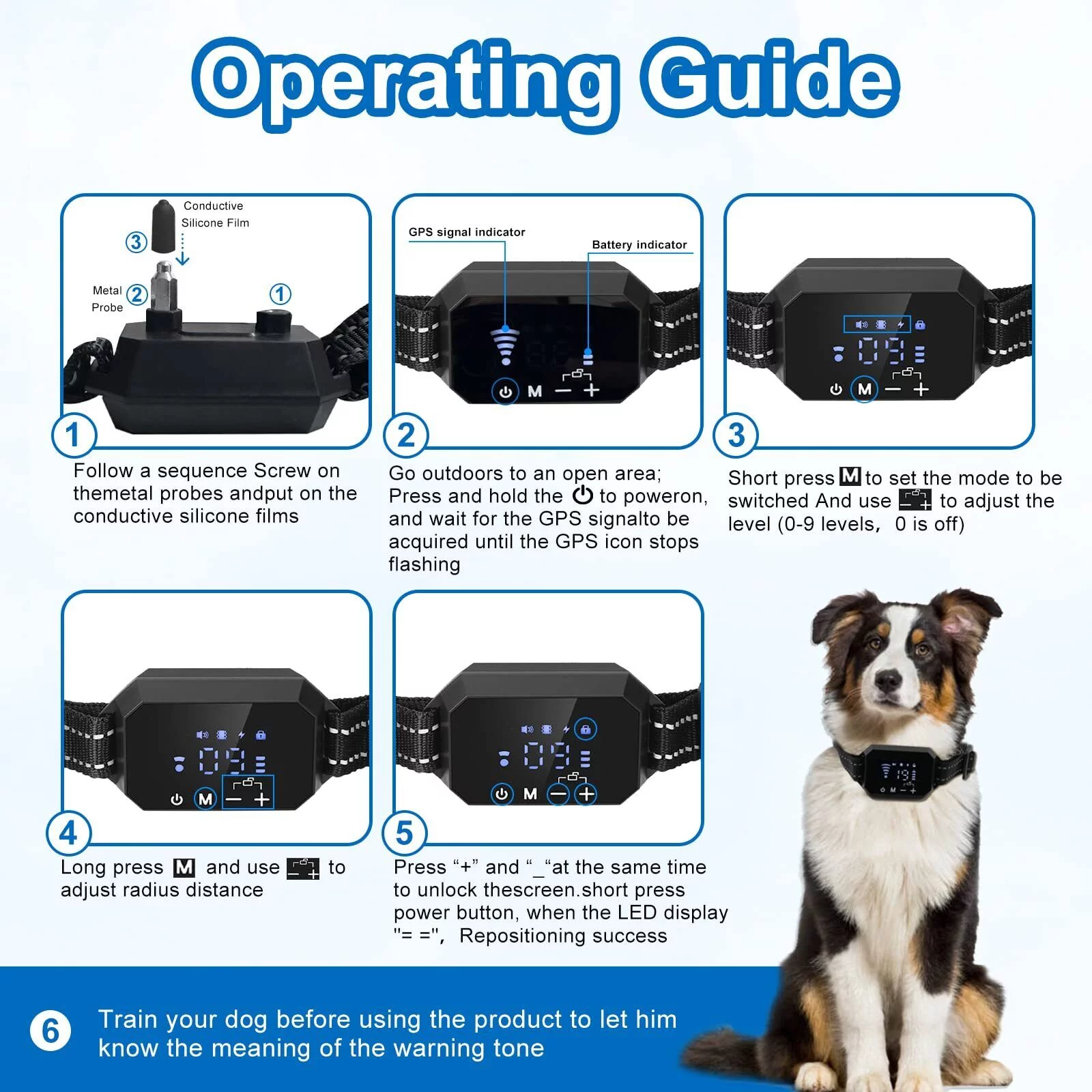 Pet Dog GPS Wireless Electric Fence Containment System Training Collar Shock