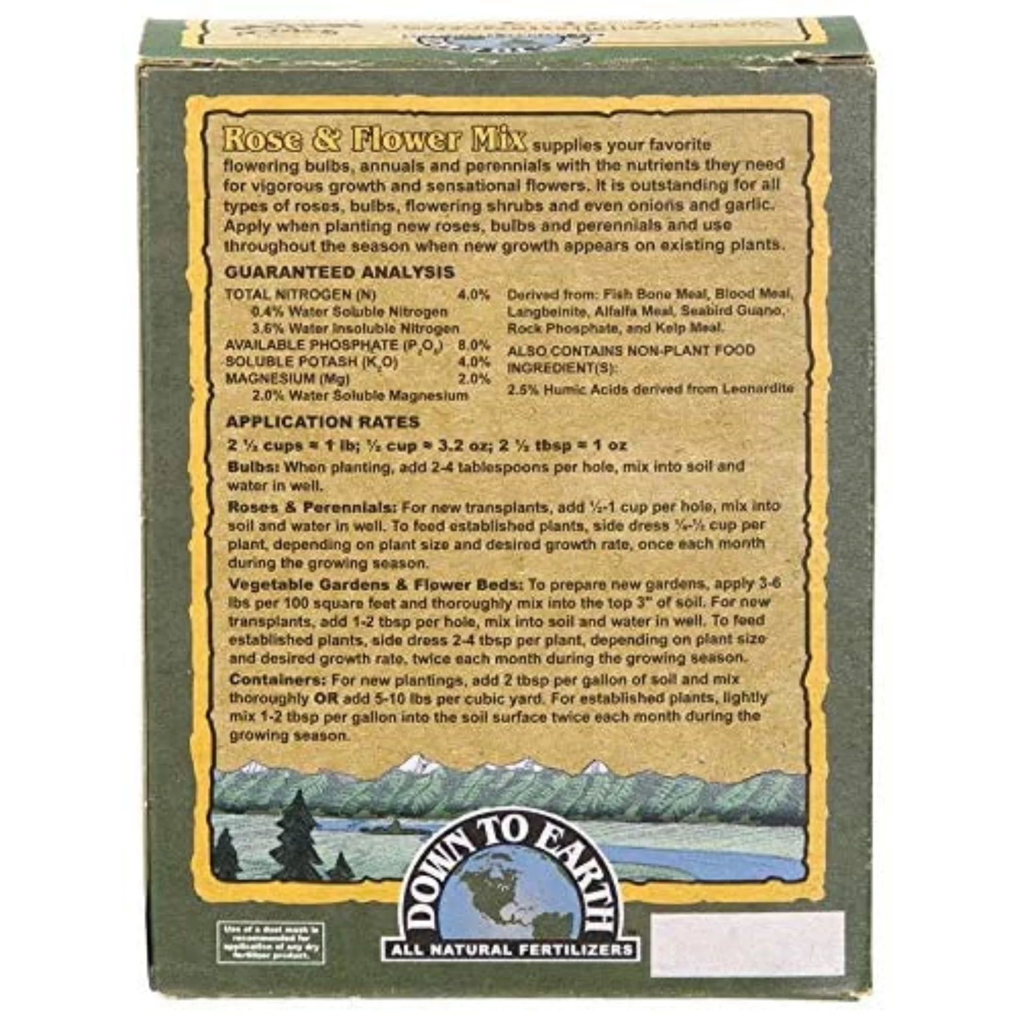 Down To Earth Rose & Flower Mix All Natural Fertilizer 4-8-4 1lb