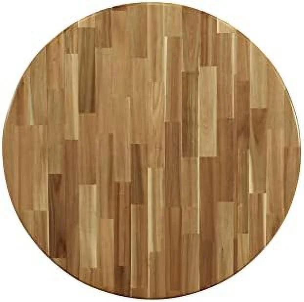 TJUNBOLIFE DMT-NLW-TP Dublin Modern Dining Table -  Round Kitchen Table Top with Dropleaf & Pedestal Base  42x42 Inch  Natural & Linen White