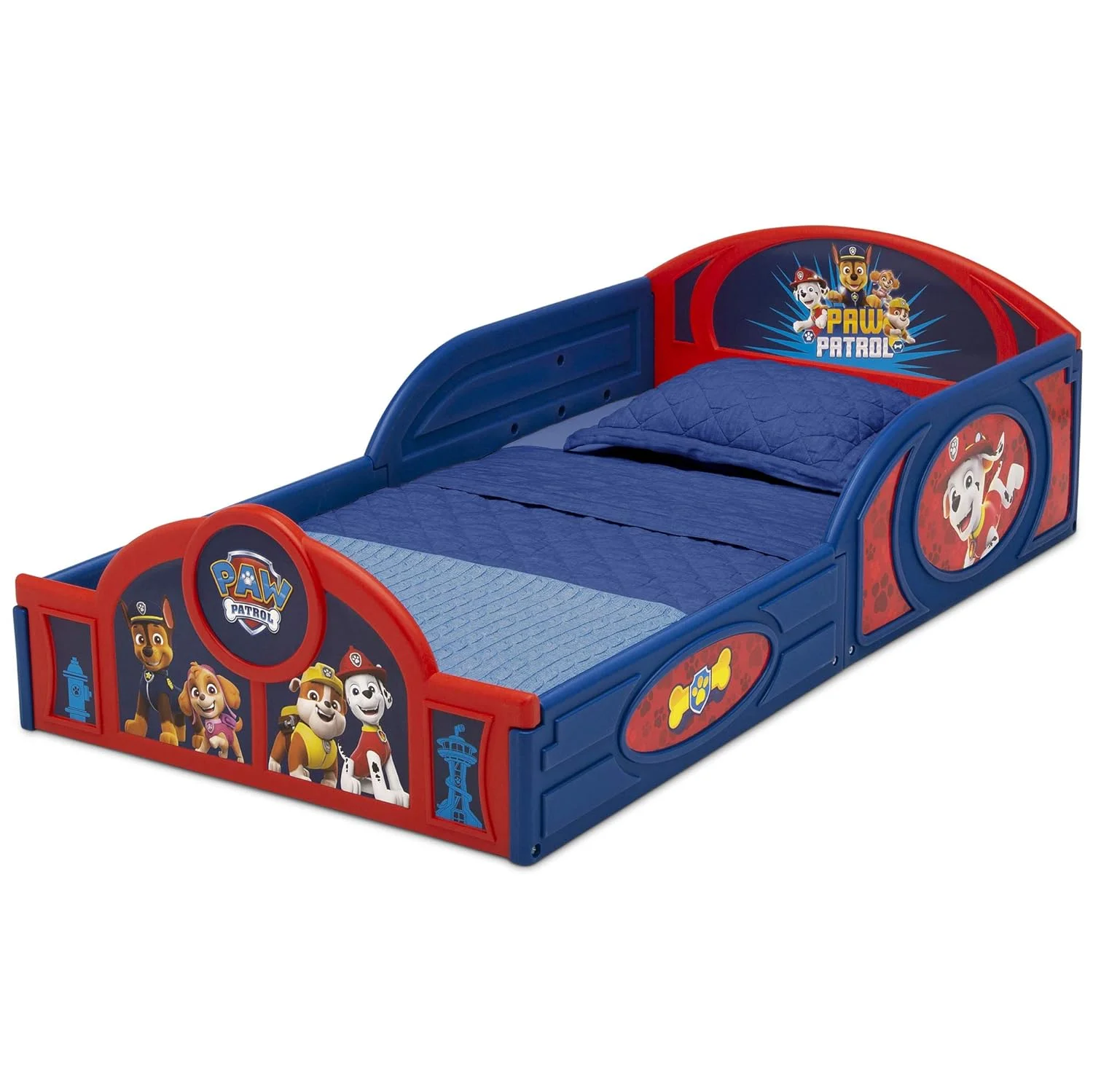 Delta Children Nick Jr. PAW Patrol Plastic Sleep and Play Toddler Bed with Attached Guardrails