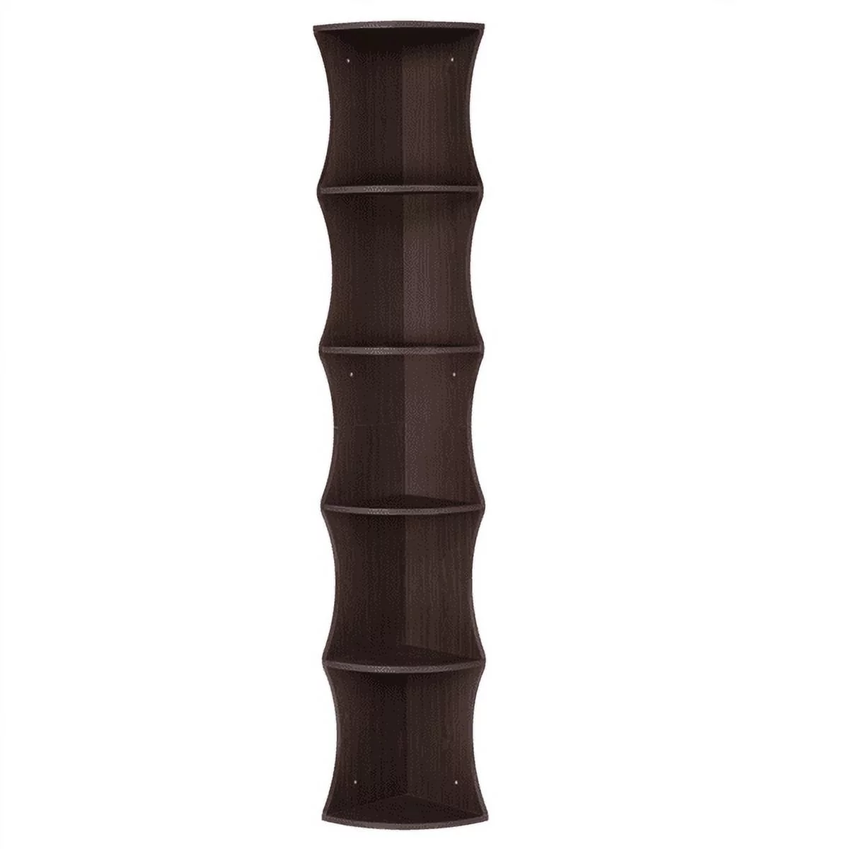 Yaheetech 5 Tier Brown Round Wall Corner Shelf Stand Storage Skinny Display Bookshelf Rack Casual Home Office   Furniture