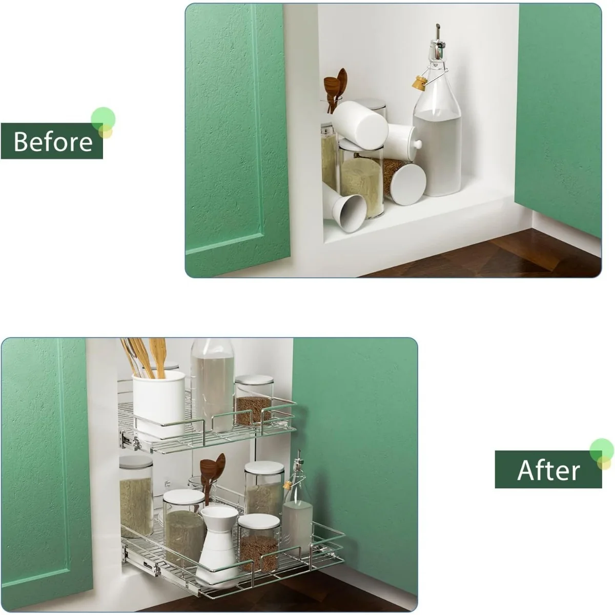 2 Tier Individual Pull Out Cabinet Organizer 17