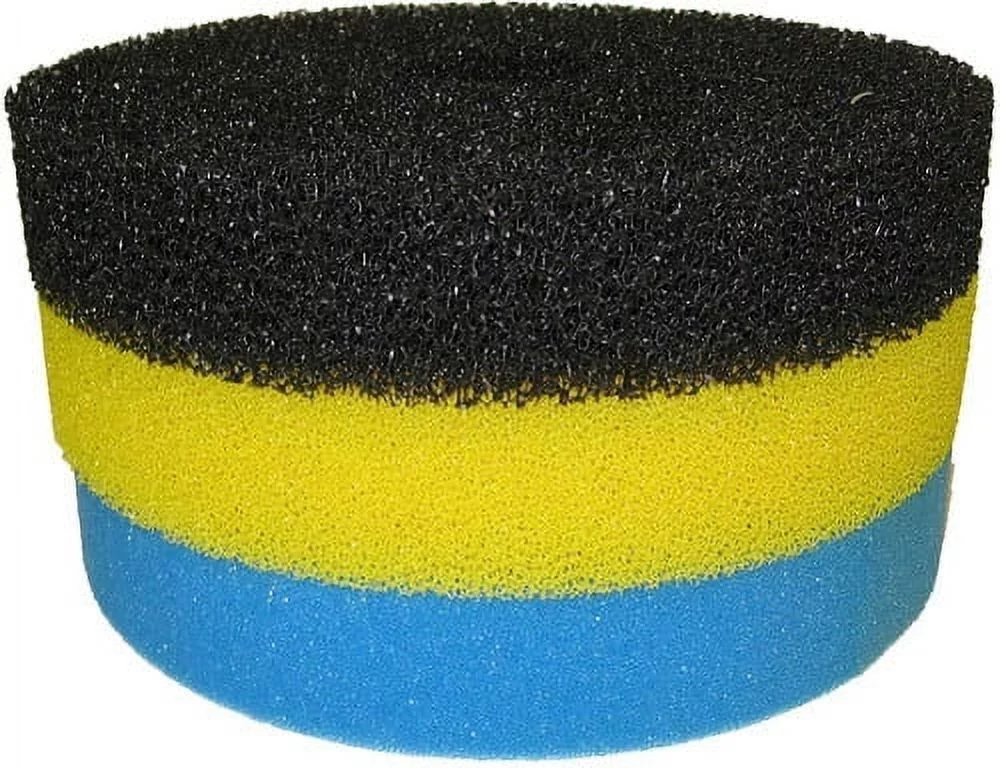 Custom Pro Universal Replacement Foam Pond Filter Pads - Blue Yellow Black 3 Pack - 12 Inch Diameter