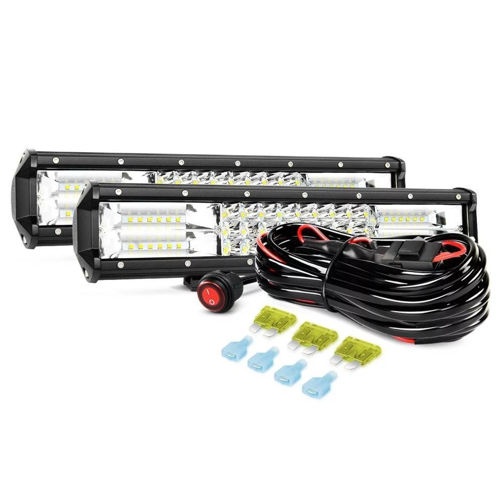 Nilight 2PCS 15 Inch 216W LED Light Bar Triple Row Flood Spot Combo Offroad Lights with 16AWG Wiring Harness Kit for Jeep, truck, AVT Boat Lighting