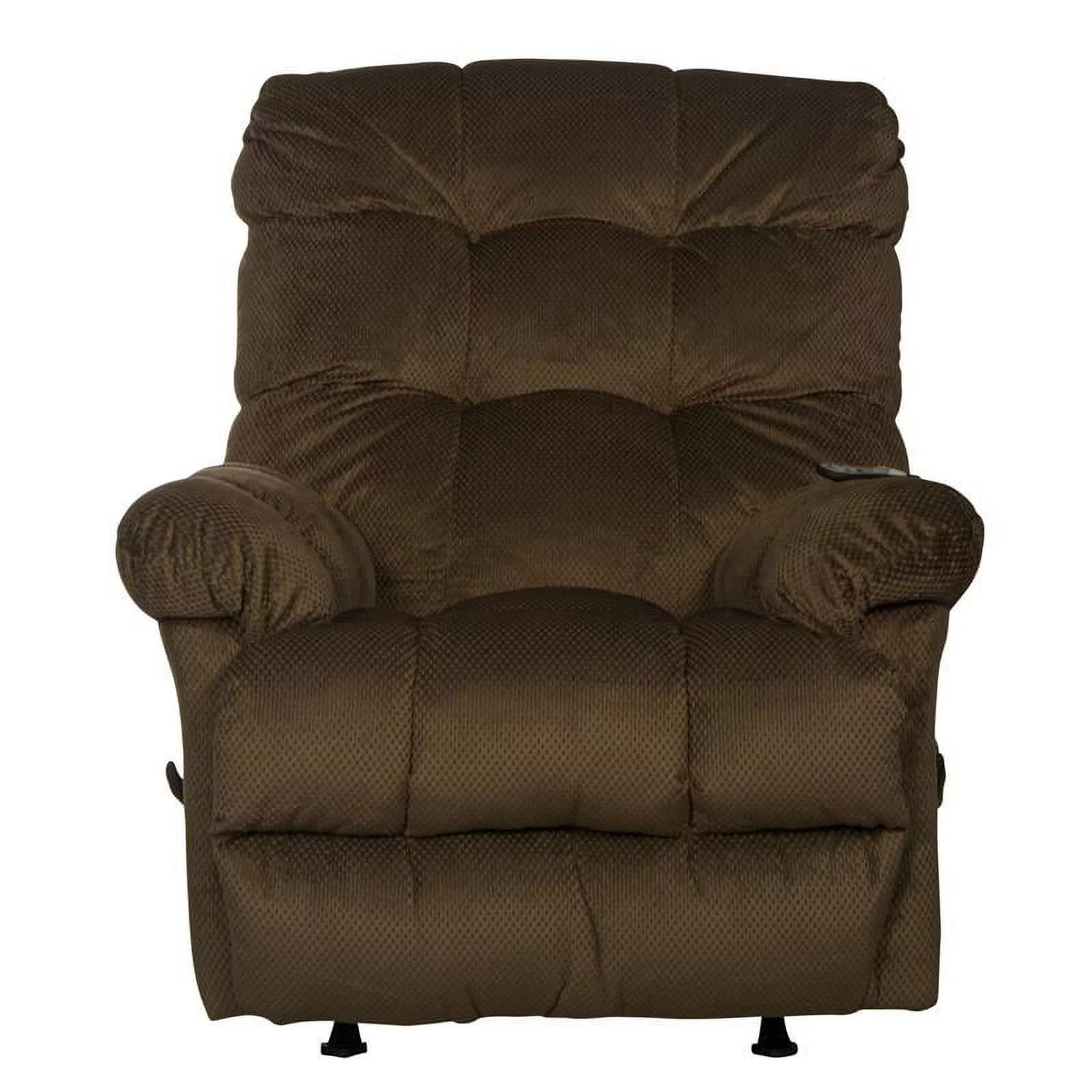 Bowery Hill Chaise Rocker Recliner with Heat & Massage in Brown Polyester Fabric