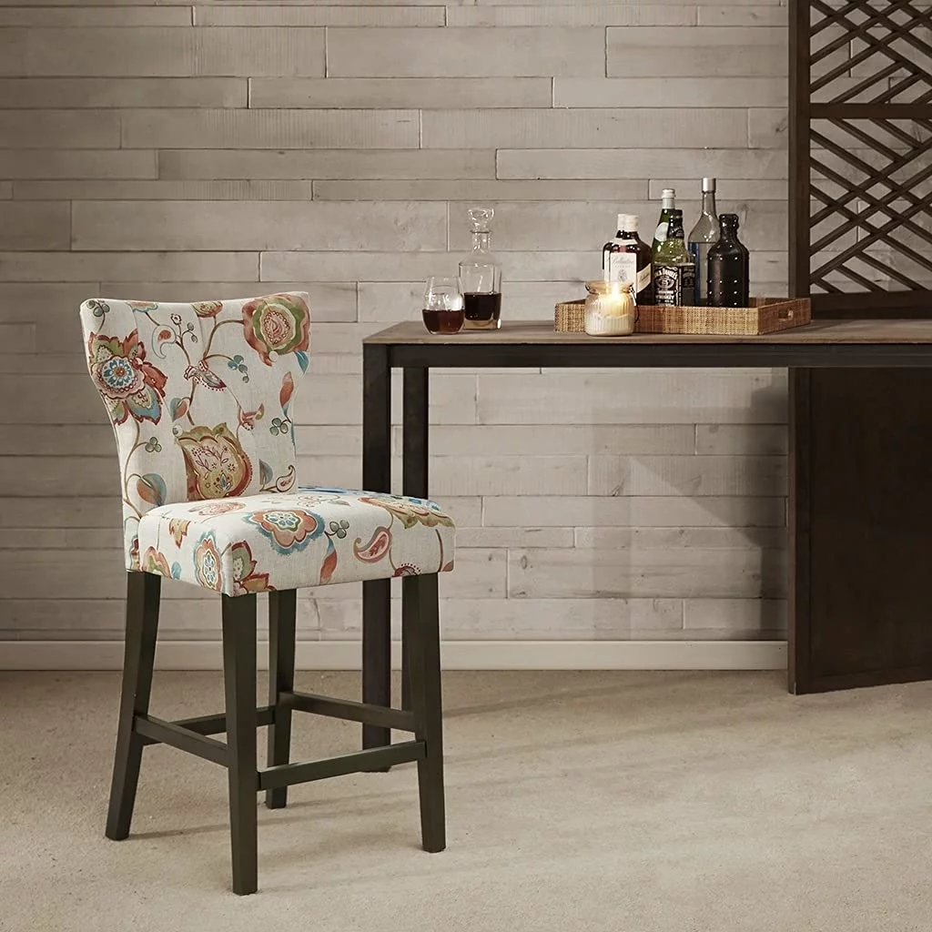 Madison Park Avila Tufted Back Counter Stool with Orange Multi MP104-1003