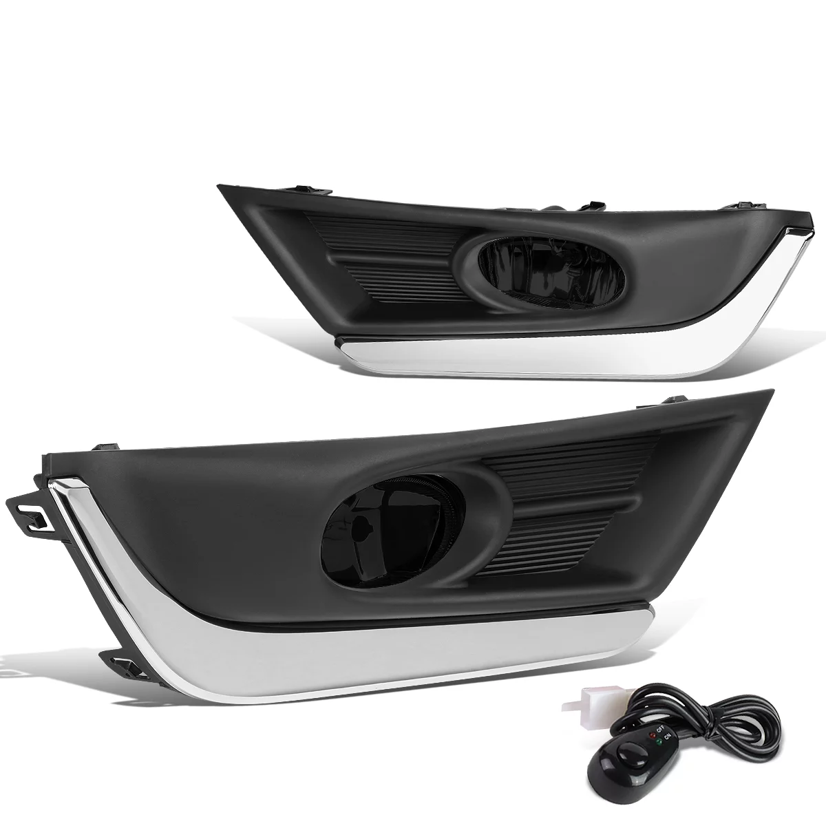 DNA Motoring FL-ZTL-275-SM For 2017 to 2018 Honda CRV Front Driving Fog Light Lamp+Chrome Bezel+Switch Smoked Lens