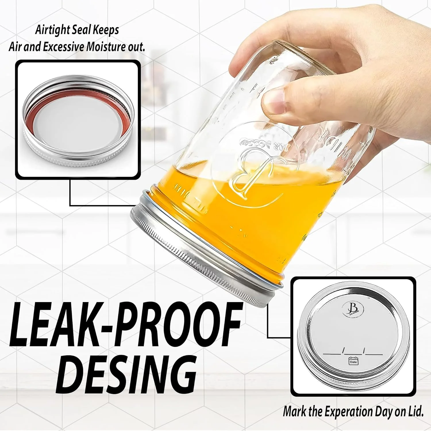 Wide Mouth Mason Jars 16 oz - (4 Pack)