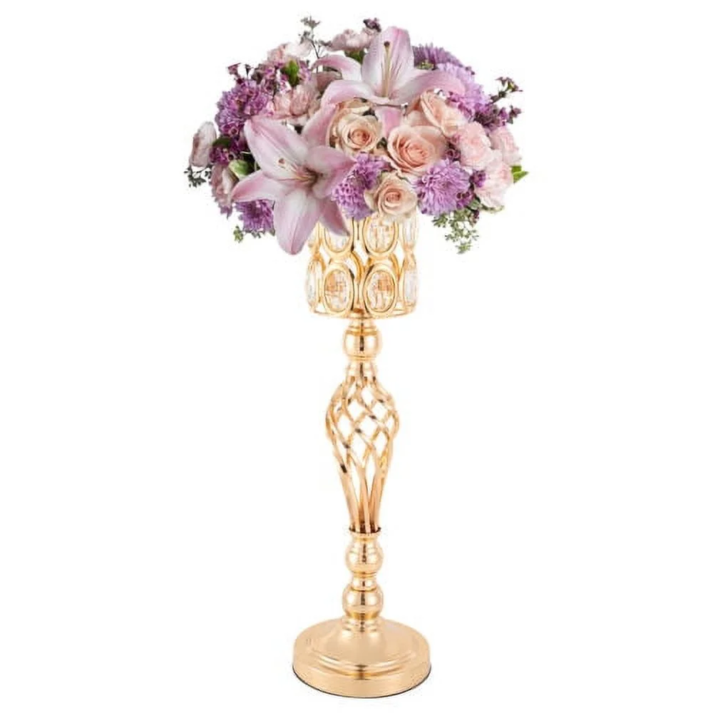 Set of 10 Wedding Centerpieces Gold Vases Wedding Flower Vases w/ Crystal Bead
