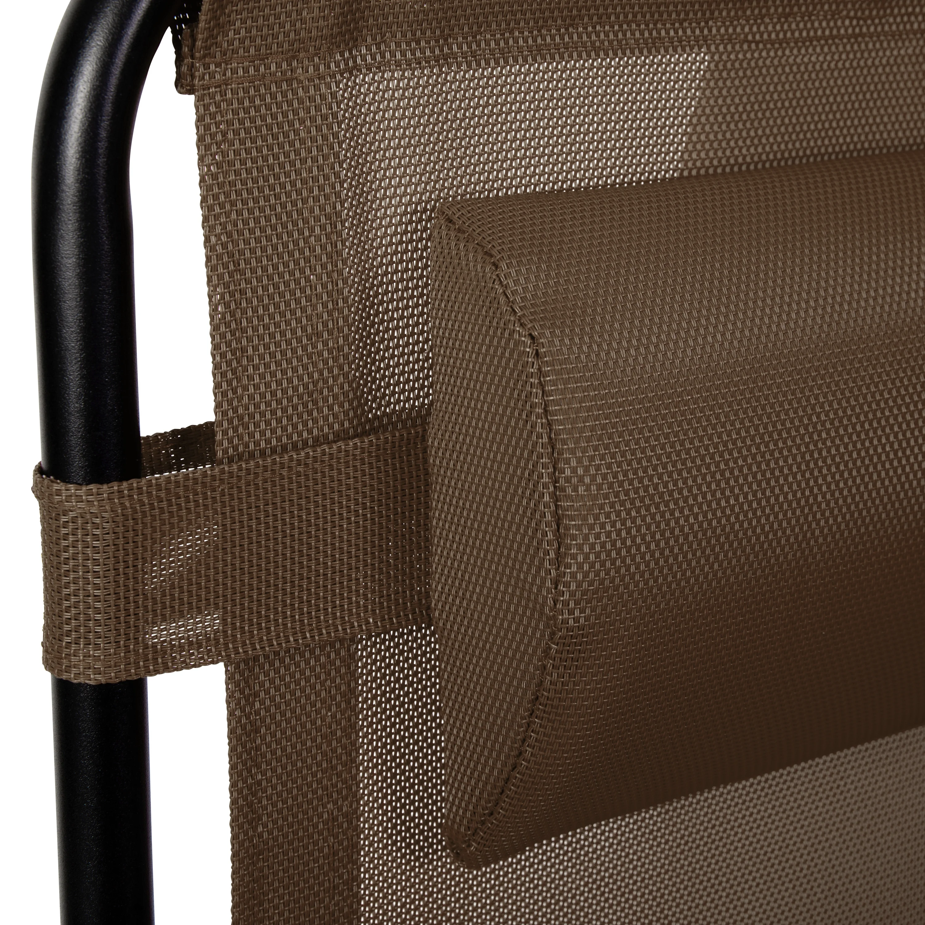 Emma + Oliver Adjustable Folding Mesh Zero Gravity Chair with Pillow and Cup Holder Tray in Brown