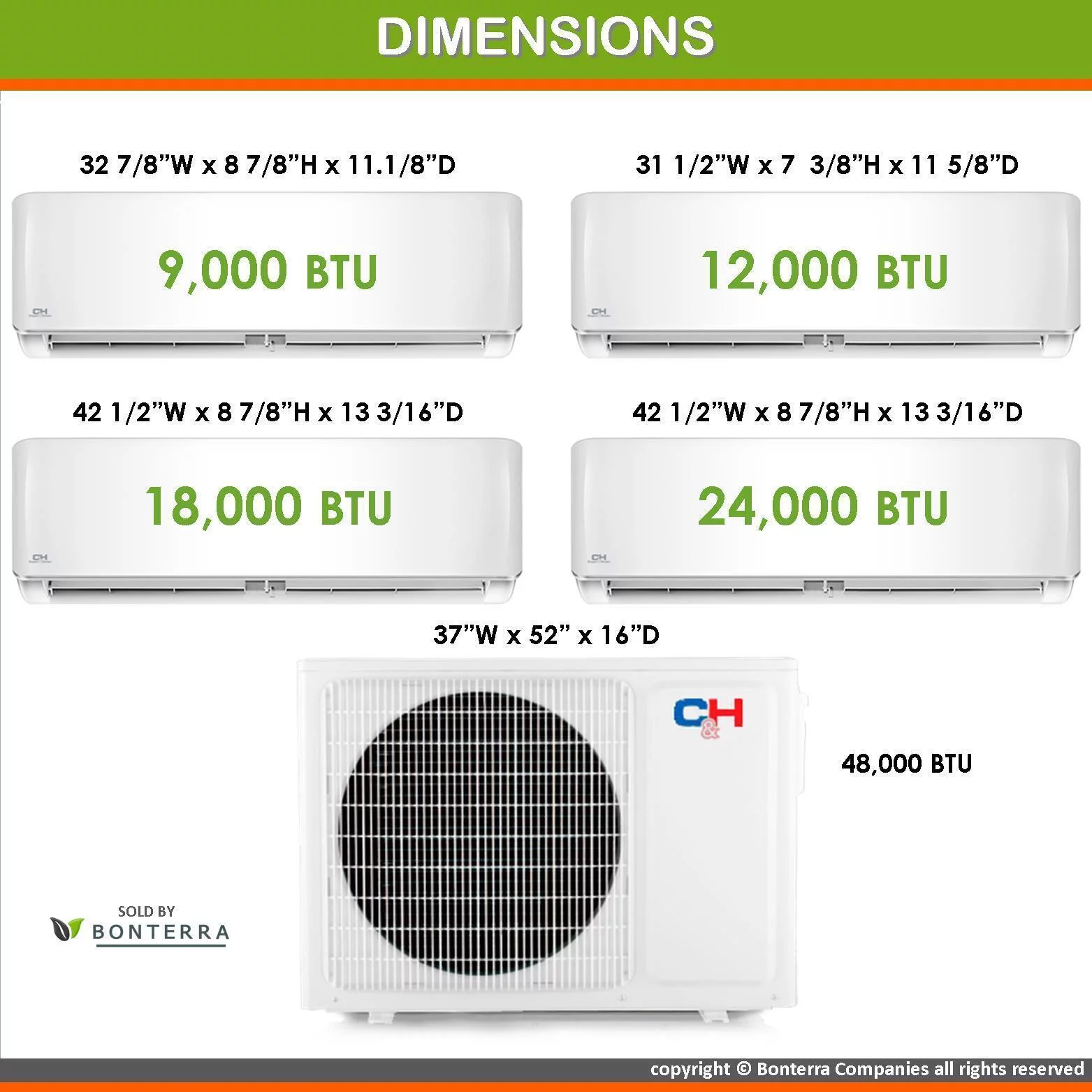 Cooper & Hunter Mini Split AC IHeat Pump Multi 4 Zone 9000 9000 12000 24000 BTU
