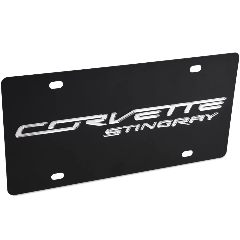 C7 Stingray Corvette License Plate - Black Stainless Steel