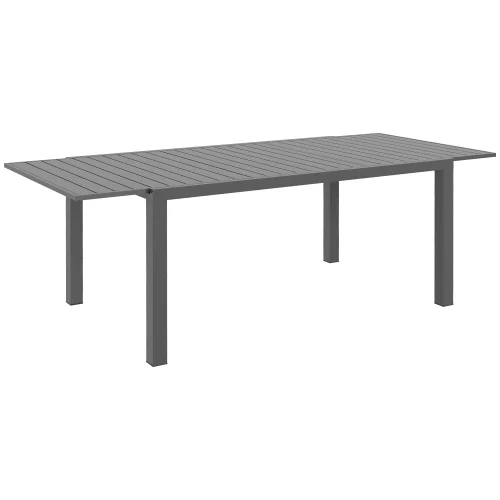 Buumin Outsunny Expandable Patio Table, Rectangle Patio Table, Outdoor Dining Table for 6-8 People with Aluminum Frame & Slatted Tabletop for Garden, Lawn, Balcony, Terrace, Charcoal Gray
