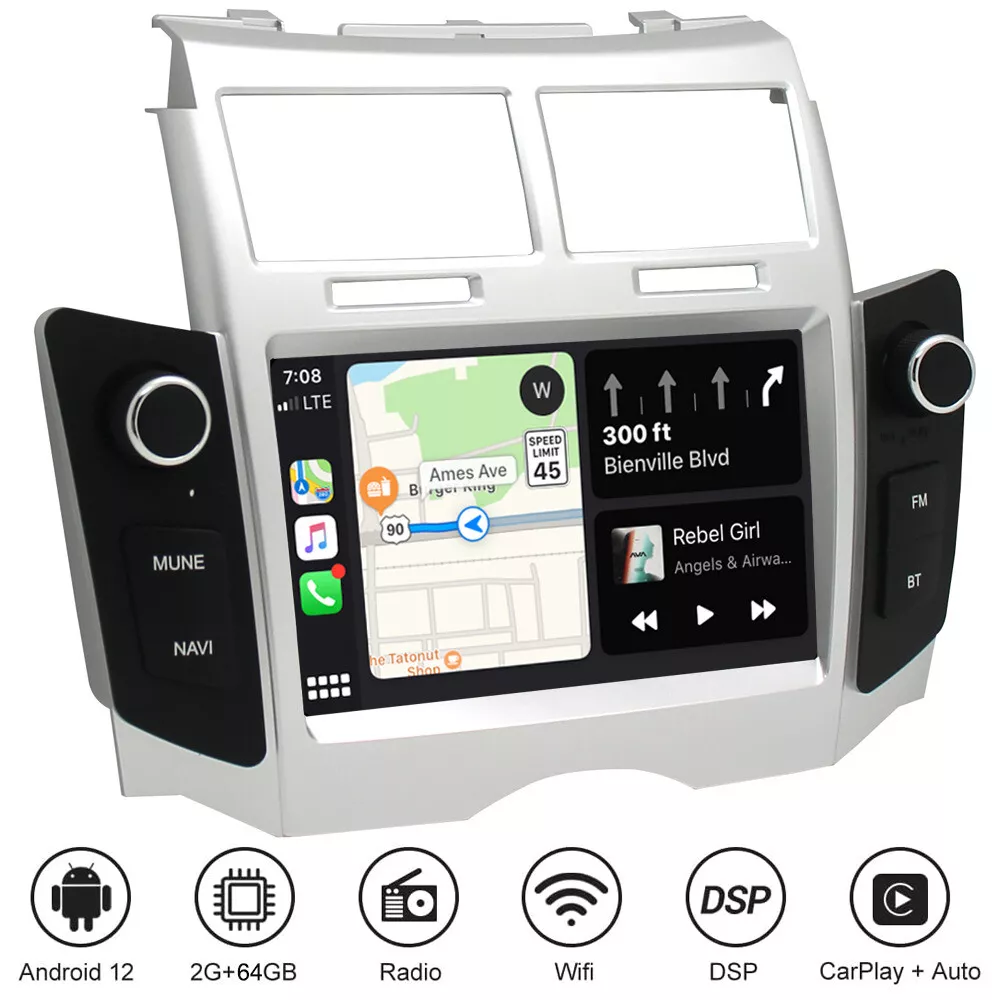 Car Stereo Player Carplay Radio GPS Navigation For Toyota Yaris 2005-2012