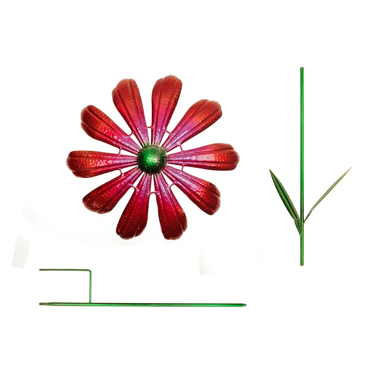 Pink Flower Garden Wind Spinner 3D Yard Art Patio Decor Metal Kinetic Sculpture Windmill Lawn Stake