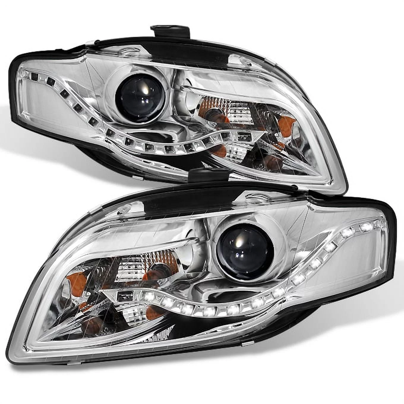 AKKON - For 2006-2008 Audi A4 4 Door Sedan Wagon DRL LED Projector Halogen Type Headlights Replacement Pair