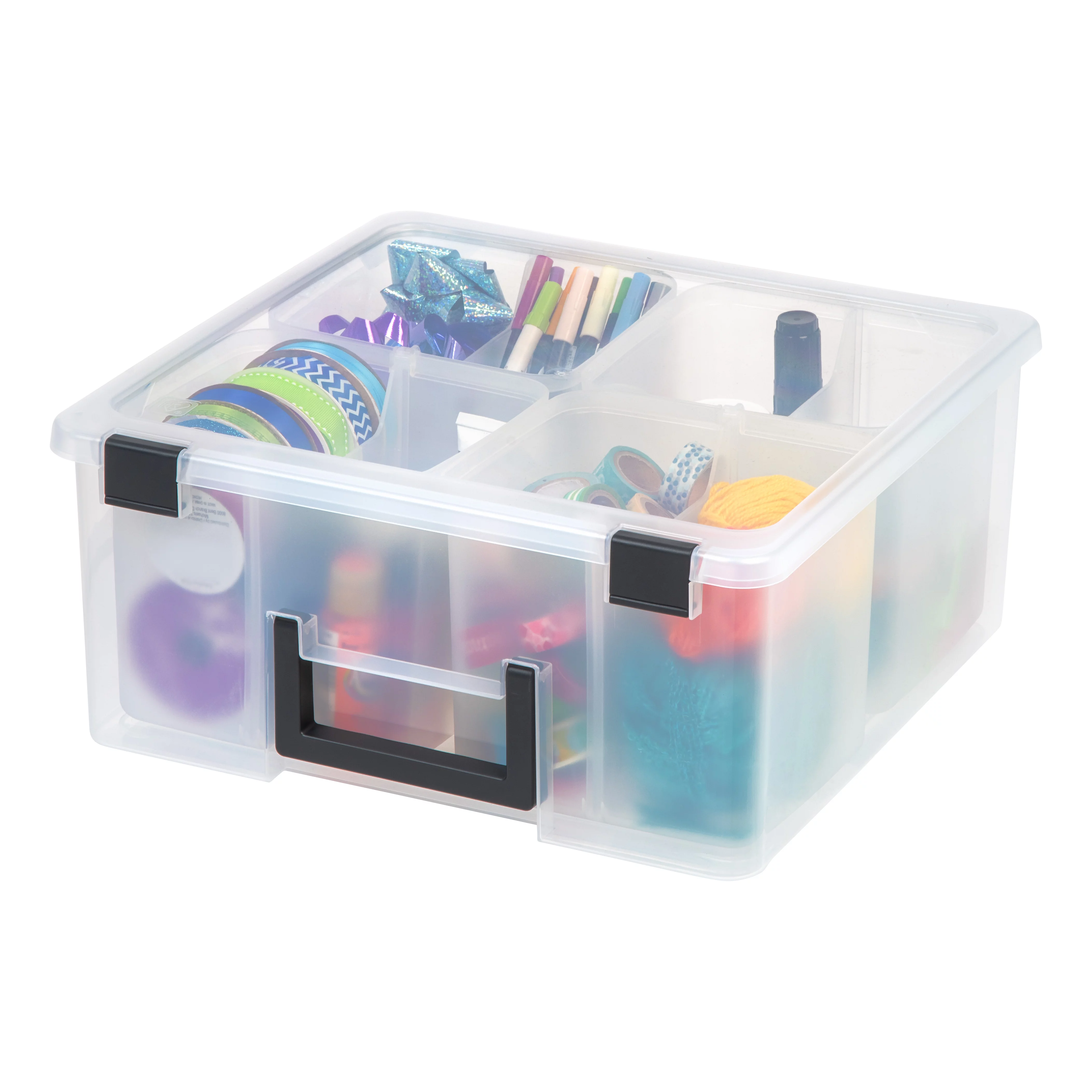 IRIS USA, Divided Craft Bin, 2 Pack, Clear