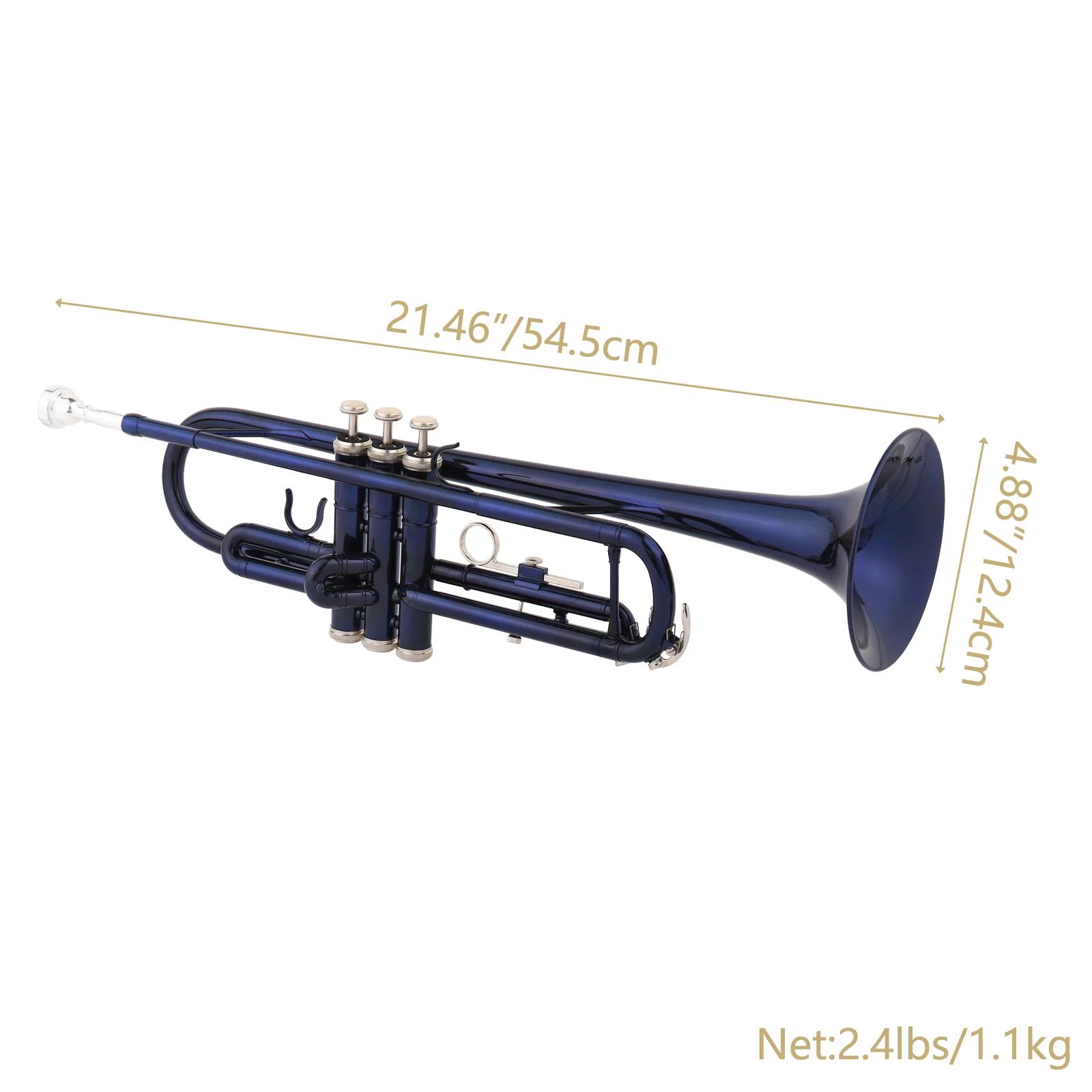 UBesGoo Bb Beginner School Band Trumpet with Mouthpiece Case Blue Green Purple