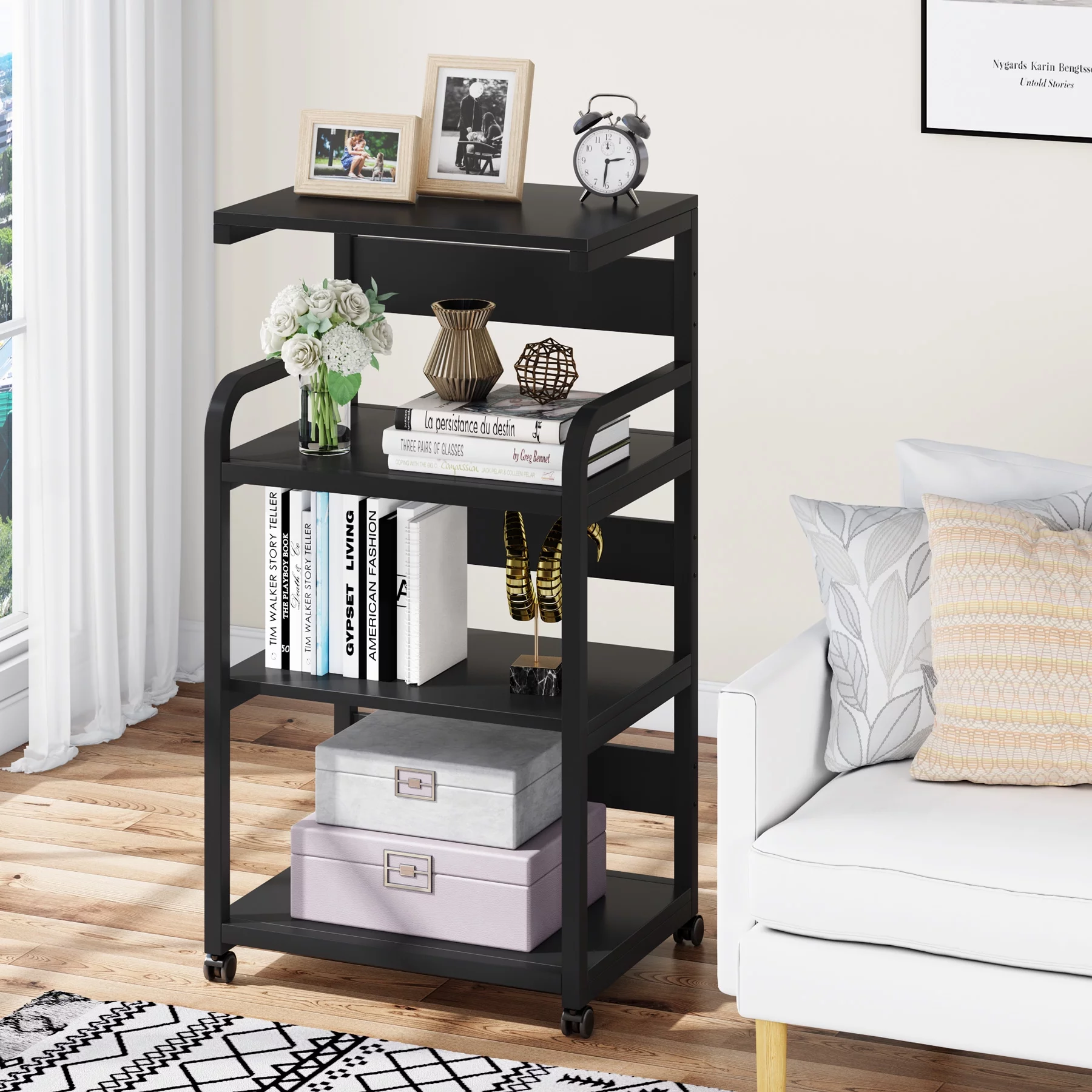 Tribesigns 4-Shelf Mobile Printer Stand with Storage Shelves, Rolling Printer Stand with 4 Wheels