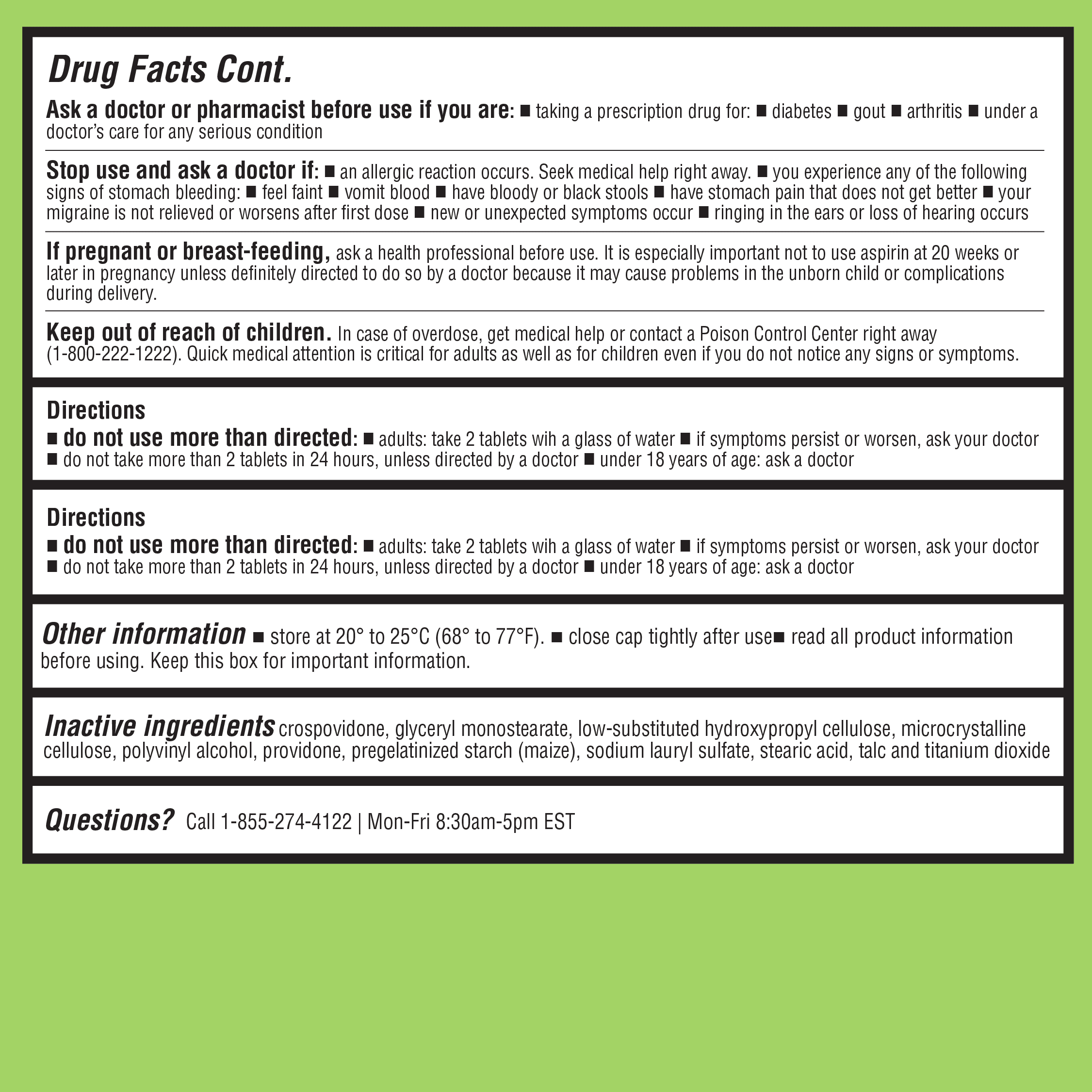 Healthy Living Migraine Relief, Acetaminophen, Aspirin (NSAID) & Caffeine Tablets, Migraine Headache Relief, Pain Reliever/Pain Reliever Aid, 300 Count