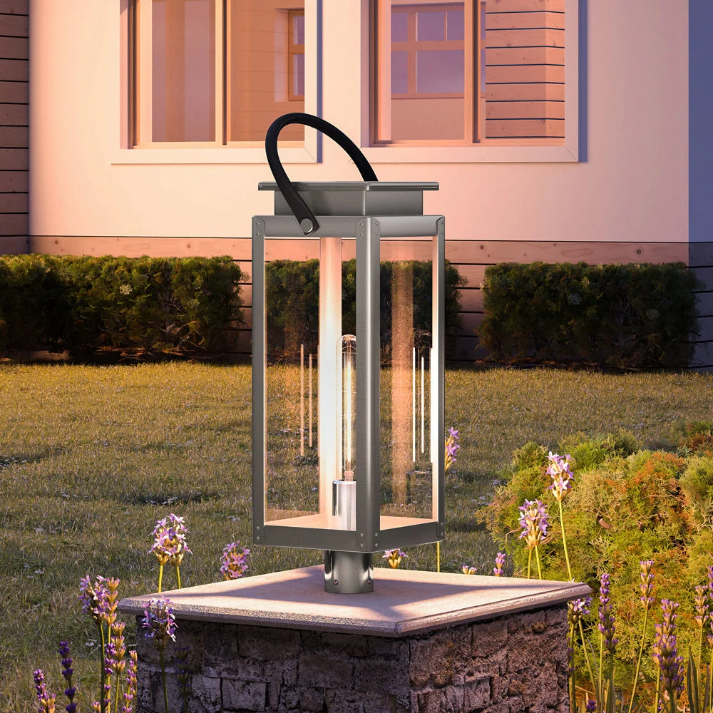 Luxury Modern Farmhouse Post Light, 26H x 9.75W, with Modern Style, Stainless Steel, UHP1270 by Urban Ambiance