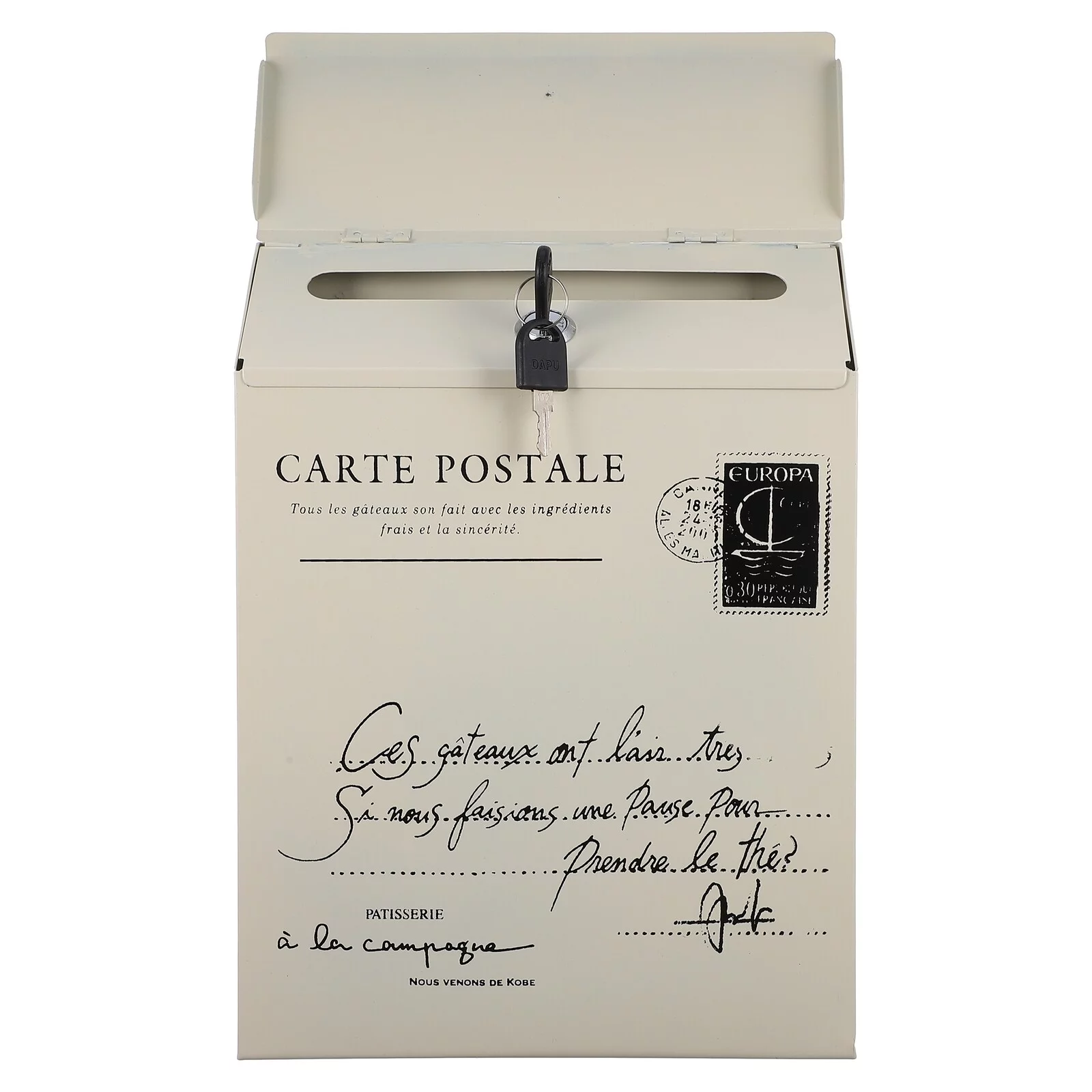 Qumonin Tin White Mailbox Vintage Post Box Wall Mount Farmhouse Decoration