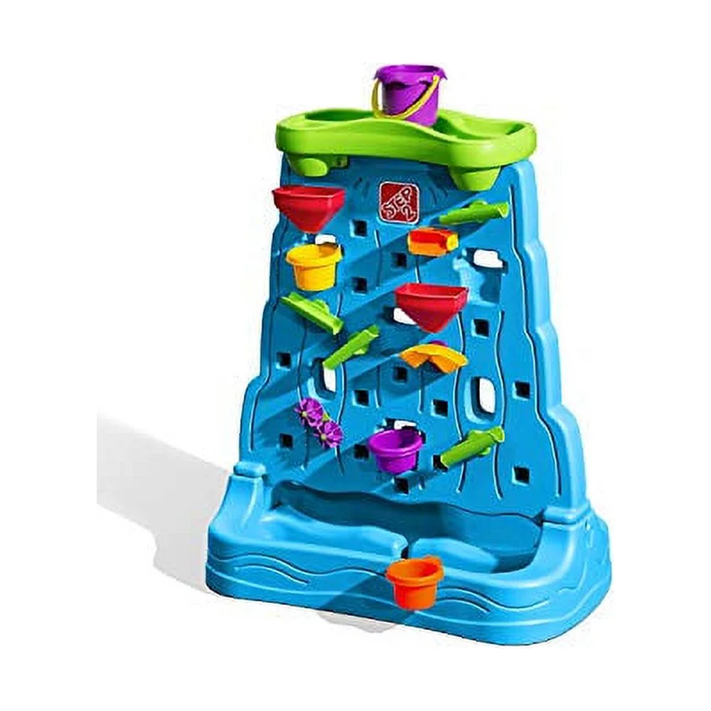 Step2 Waterfall Discovery Wall | Double-Sided Outdoor Water Play Set with 13-Pc Water Accessory Set