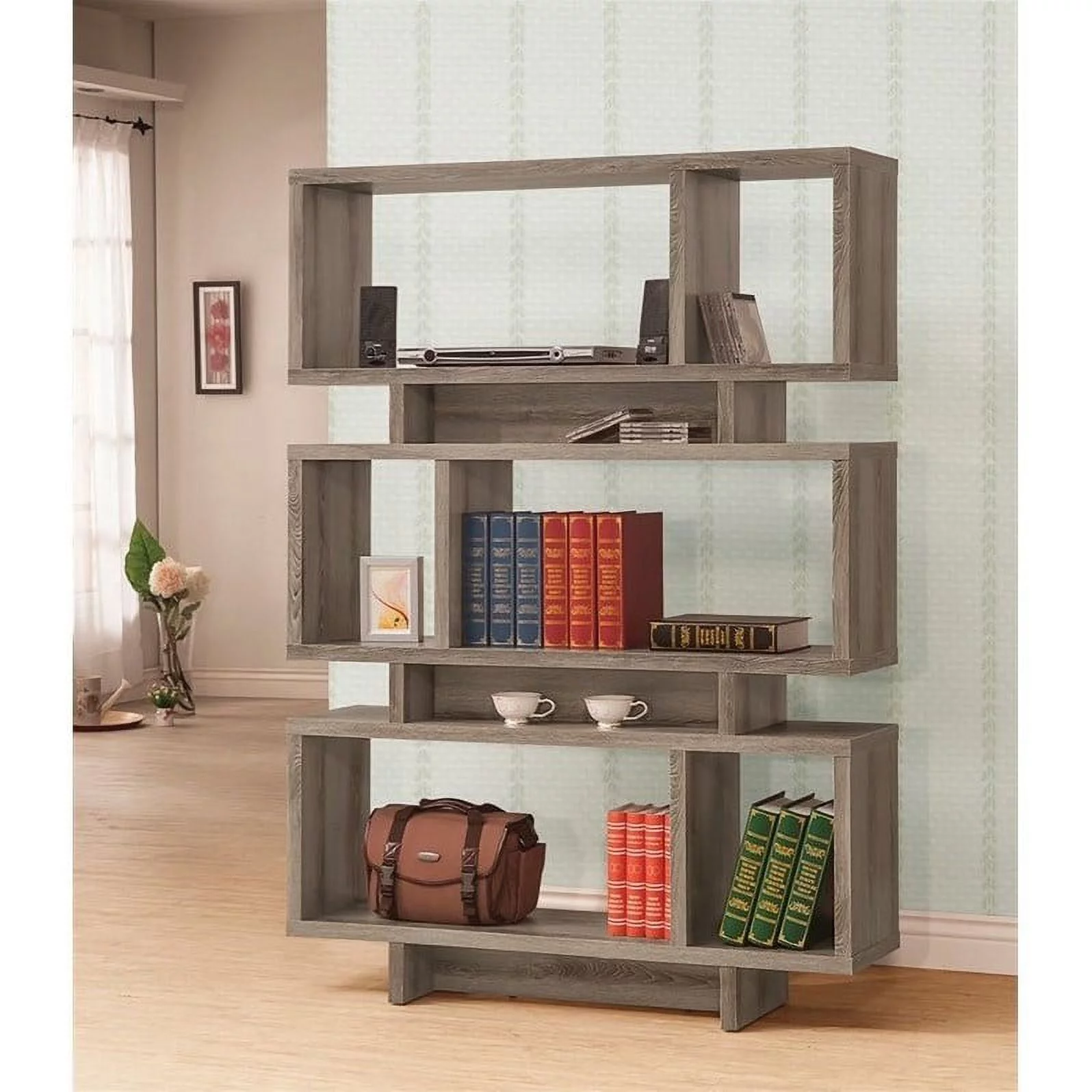 Bowery Hill Contemporary Bookcase in Dark Gray
