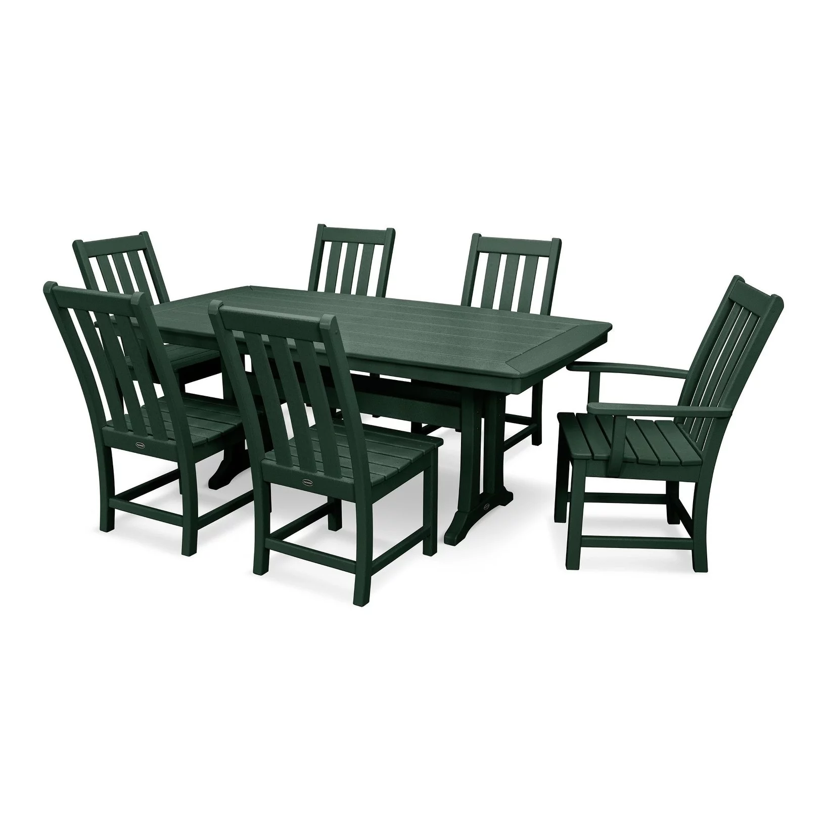 POLYWOOD Vineyard 7-Piece Nautical Trestle Dining Set in White