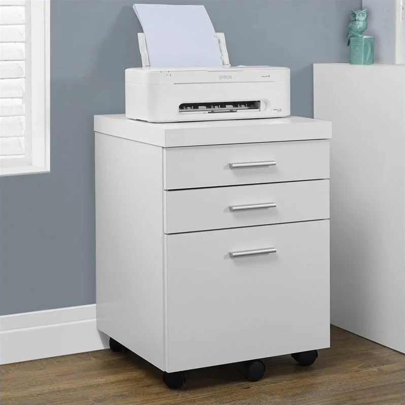Home Square 3 Drawer Hollow-core Filing Cabinet Set in White (Set of 2)