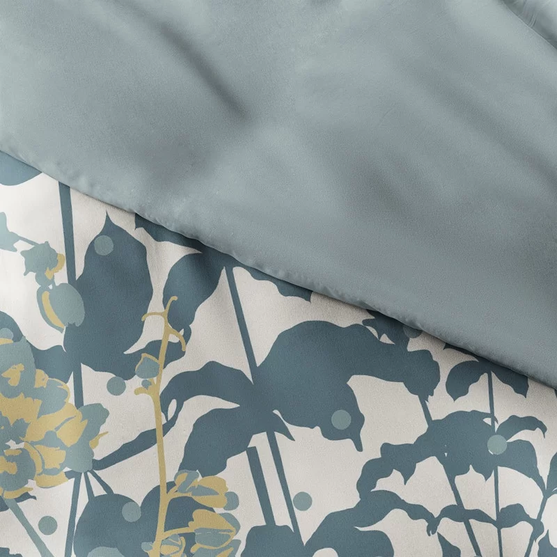 Noble Linens Teal Boho Flower Reversible 3-Piece Duvet Cover Set, Full/Queen