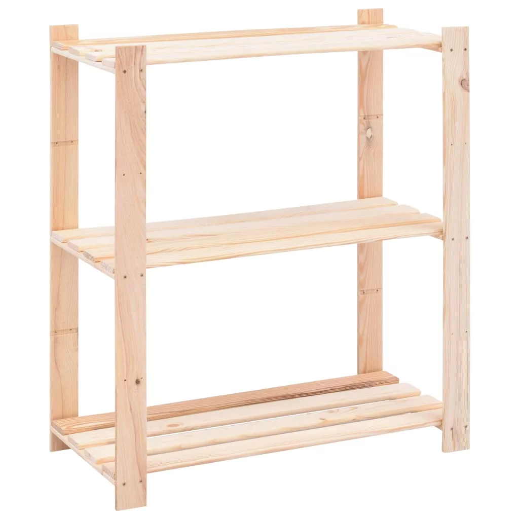3-Tier Solid Pinewood Storage Rack 31.5x15x35.4 - Heavy-Duty Design, 330.7 lb Capacity, Space-Saving Organizer for Home and Office