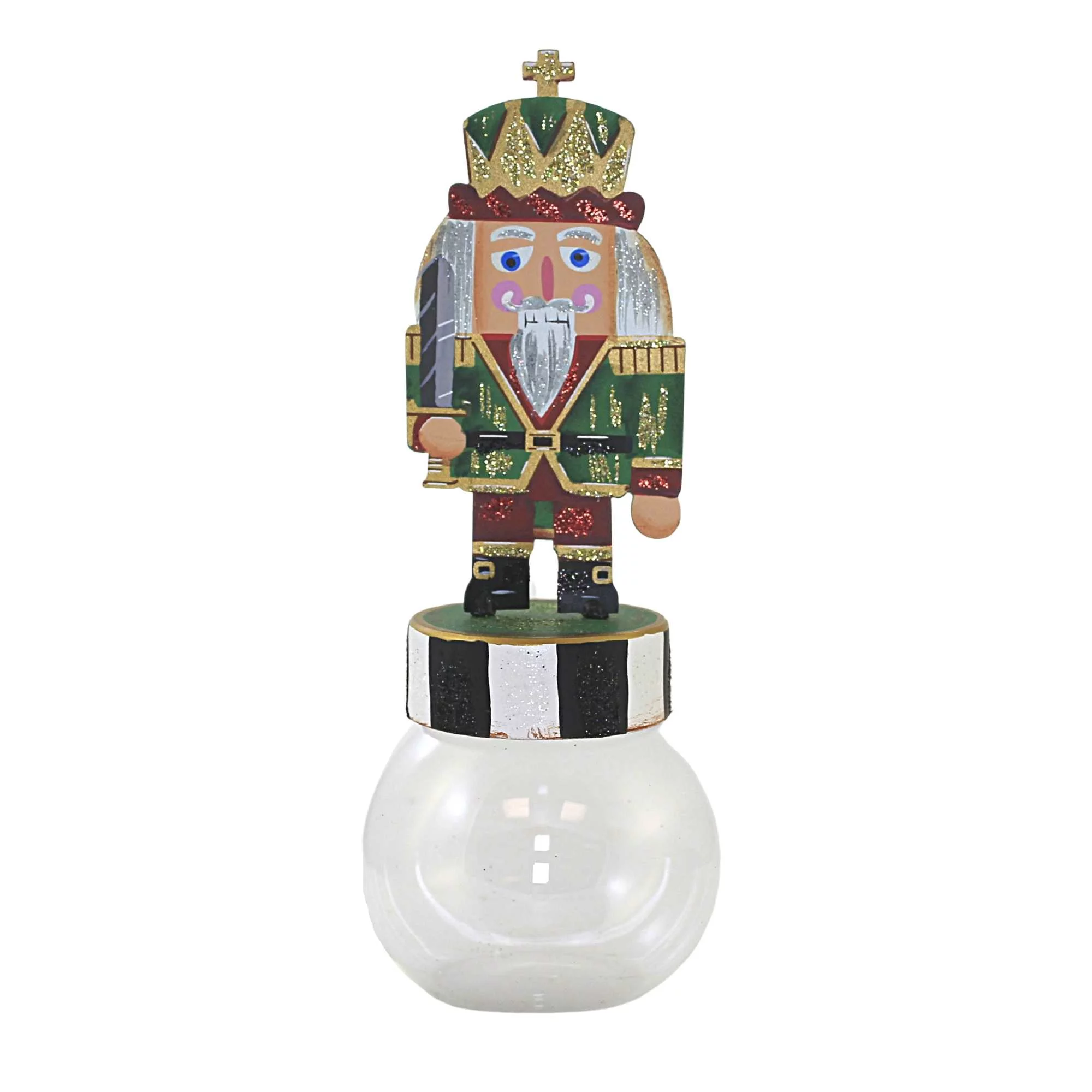 Round Top Collection Elegant Nutcracker Bubble Jar Christmas Glass Soldier C21052
