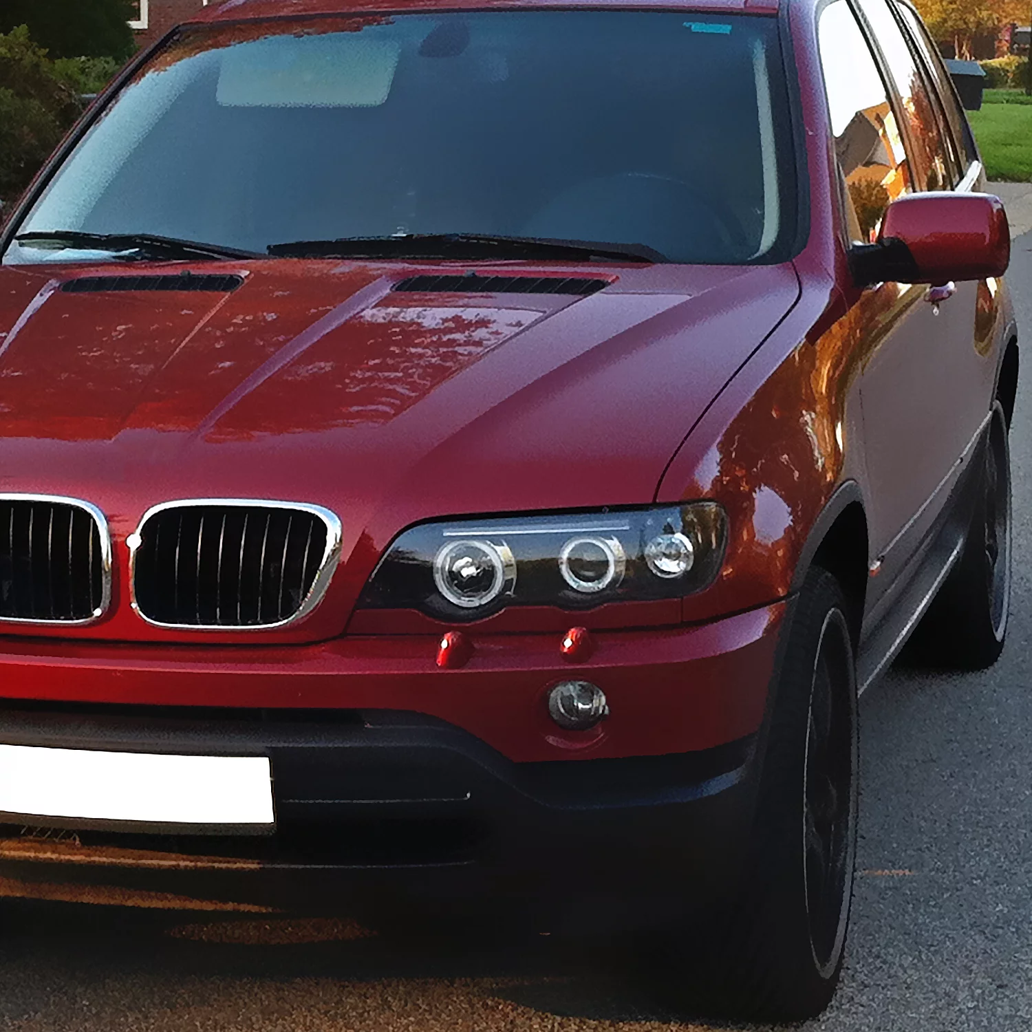 Spec-D Tuning Dual Halo Black Projector Headlights Head Lamp w/ LED Lamps for 2001-2003 BMW X5 Head Light Assembly Left + Right Pair