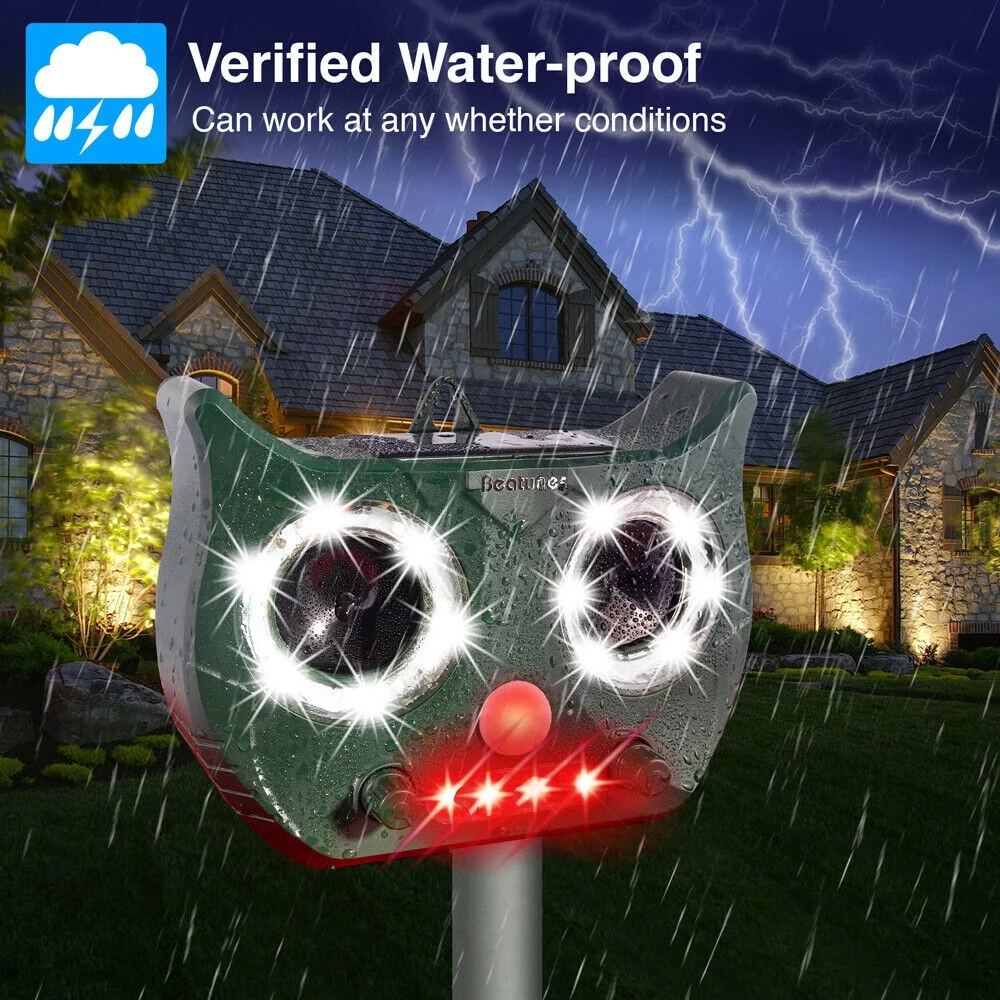 Kydely Advanced Ultrasonic Squirrels Repeller - Solar Powered, High Sensitivity Infrared Sensor, Effective Outdoor Pest Control