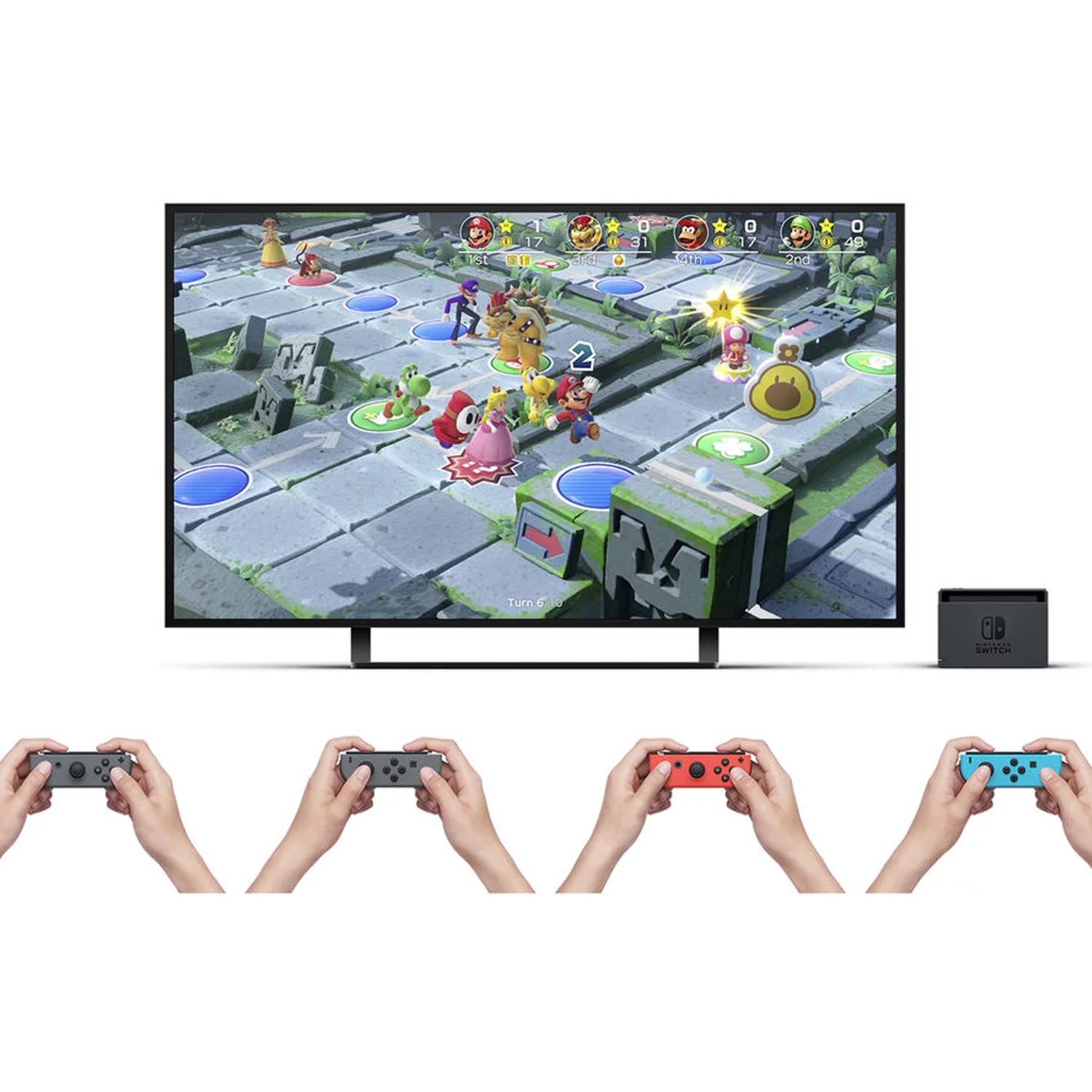 Nintendo Switch with Neon Blue and Red Joy-Con Bundle with Super Mario Party