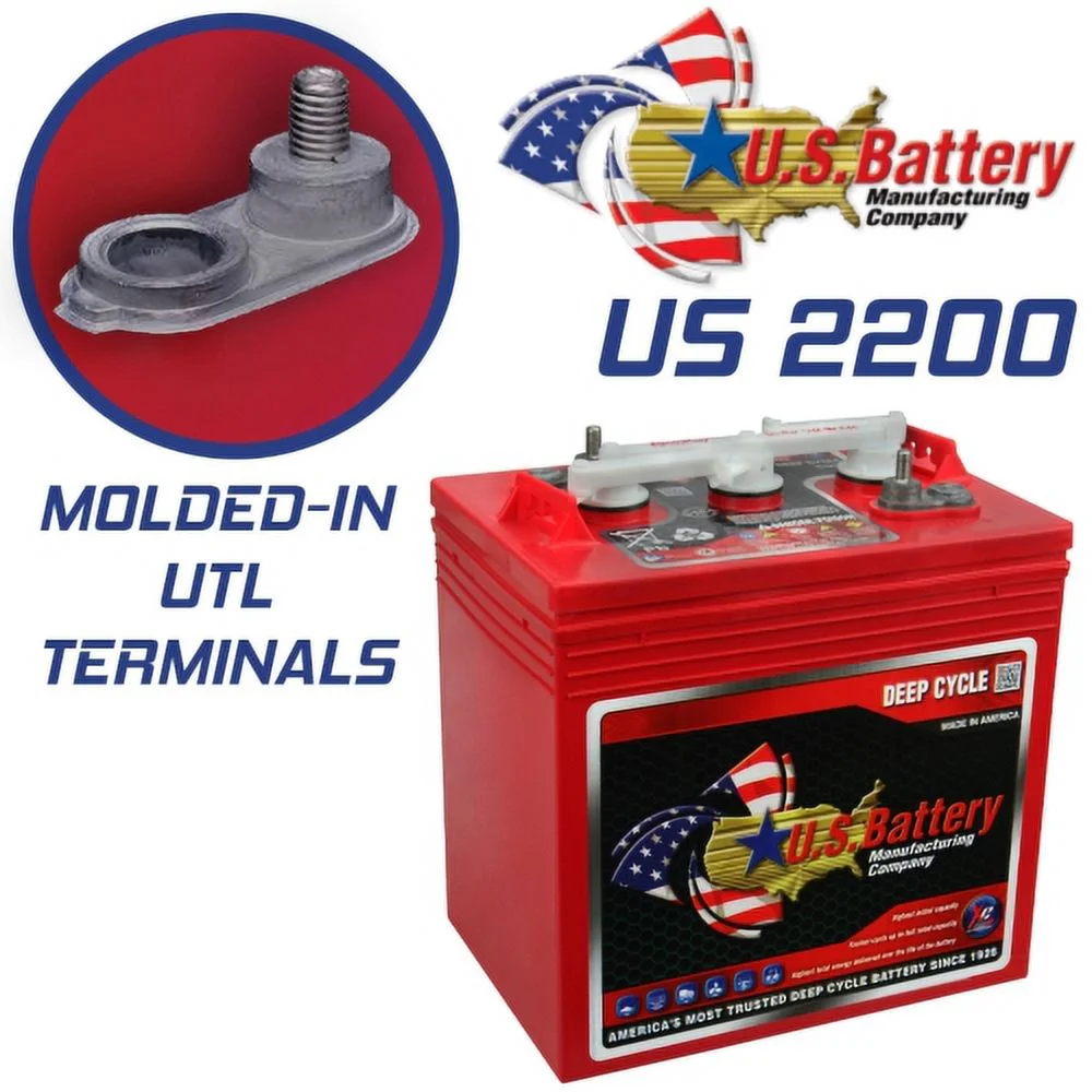 US2200XC Replaces T-105 6V Volt Deep Cycle Golf Cart, Solar, Marine, RV and Industrial Use Batteries - 6 Pack