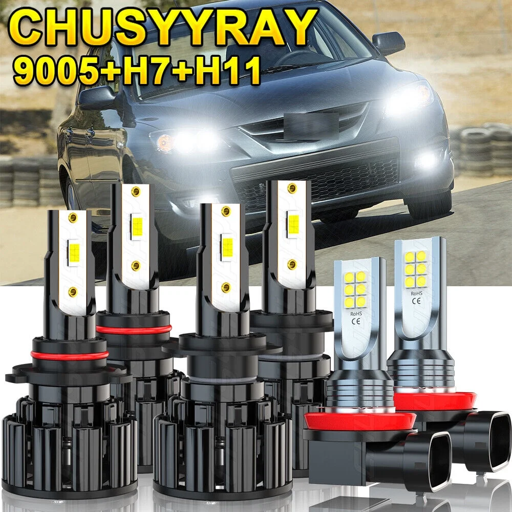 LED Headlights and Fog Light Bulbs Super White 9005 H7 H11 For Kia Forte 2017 2018，Pack of 6