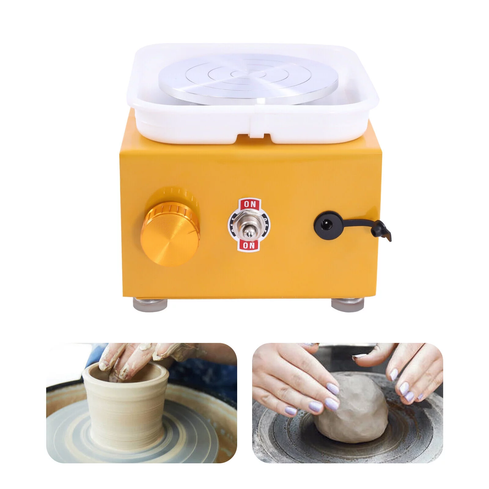 10cm 24W Electric Pottery Wheel Machine Ceramic Work Clay Sculpting Art Craft 0-2000 RPM for School Ceramic Teaching, Pottery Bar, DIY Shop
