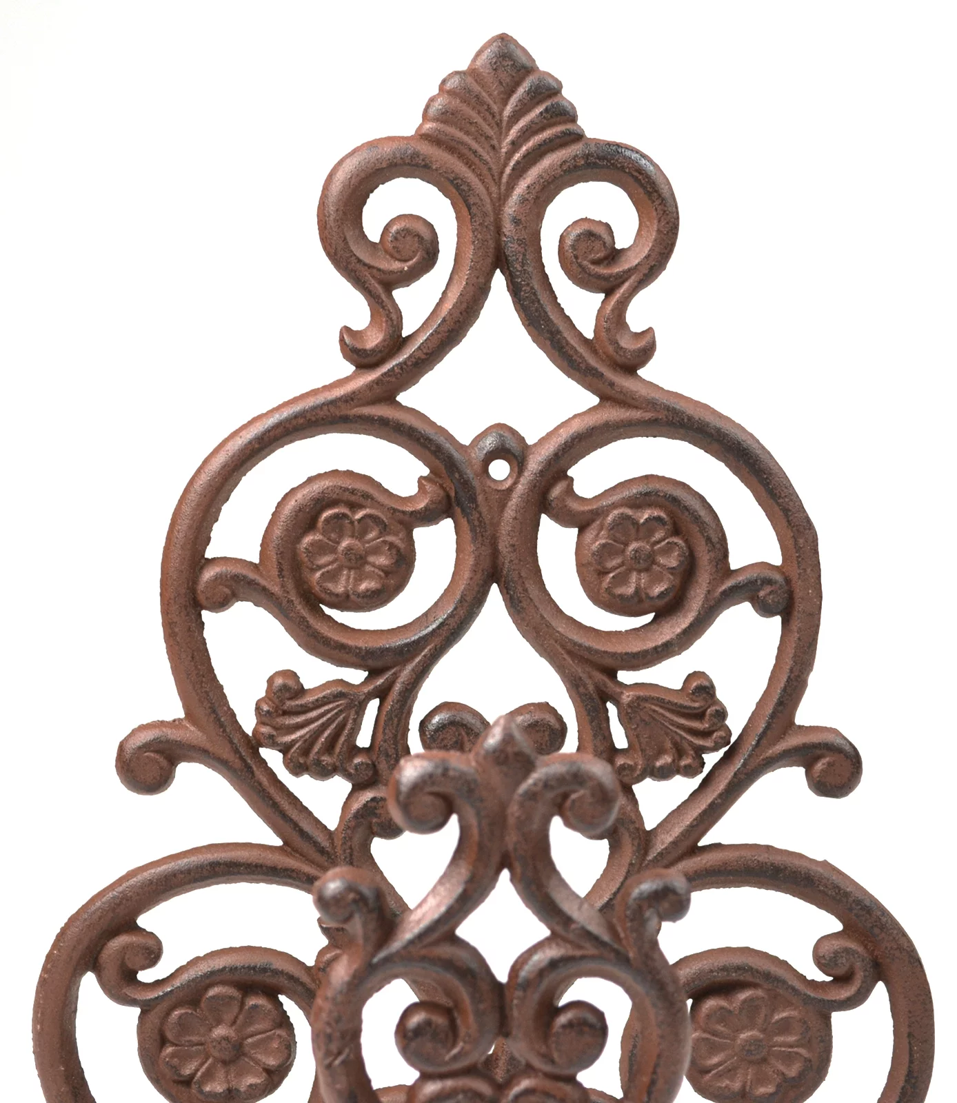 Cast Iron Garden Hose Holder - Floral & Spade Pattern - 13.25
