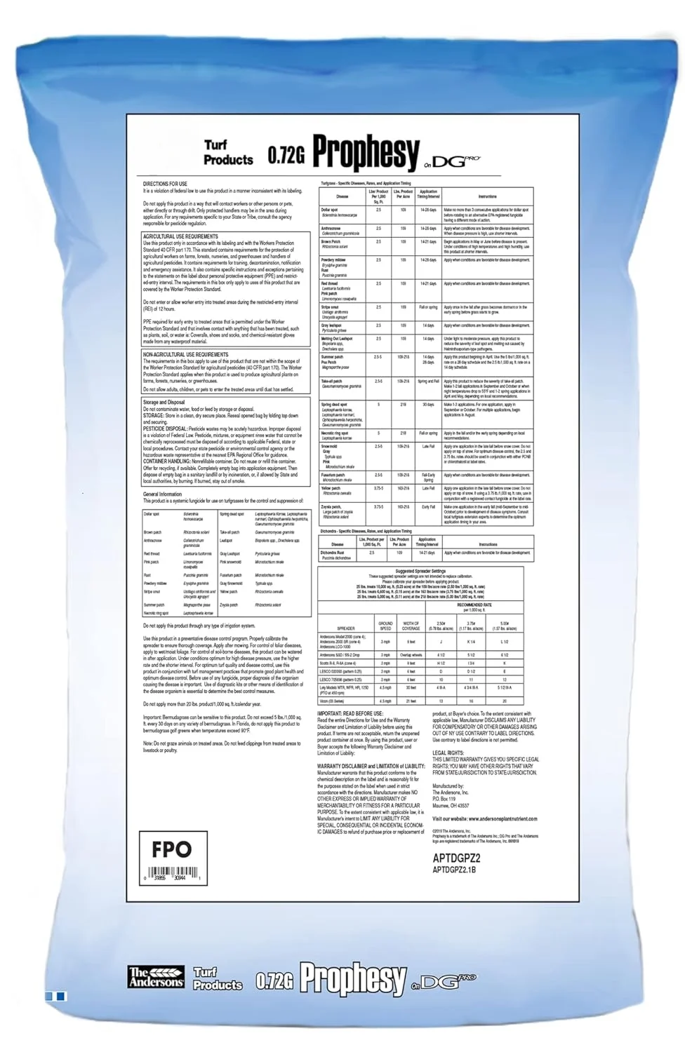 Prophesy Propiconazole Broad Spectrum Fungicide on DG Pro, 25lbs (up to 10,000 sq ft.)