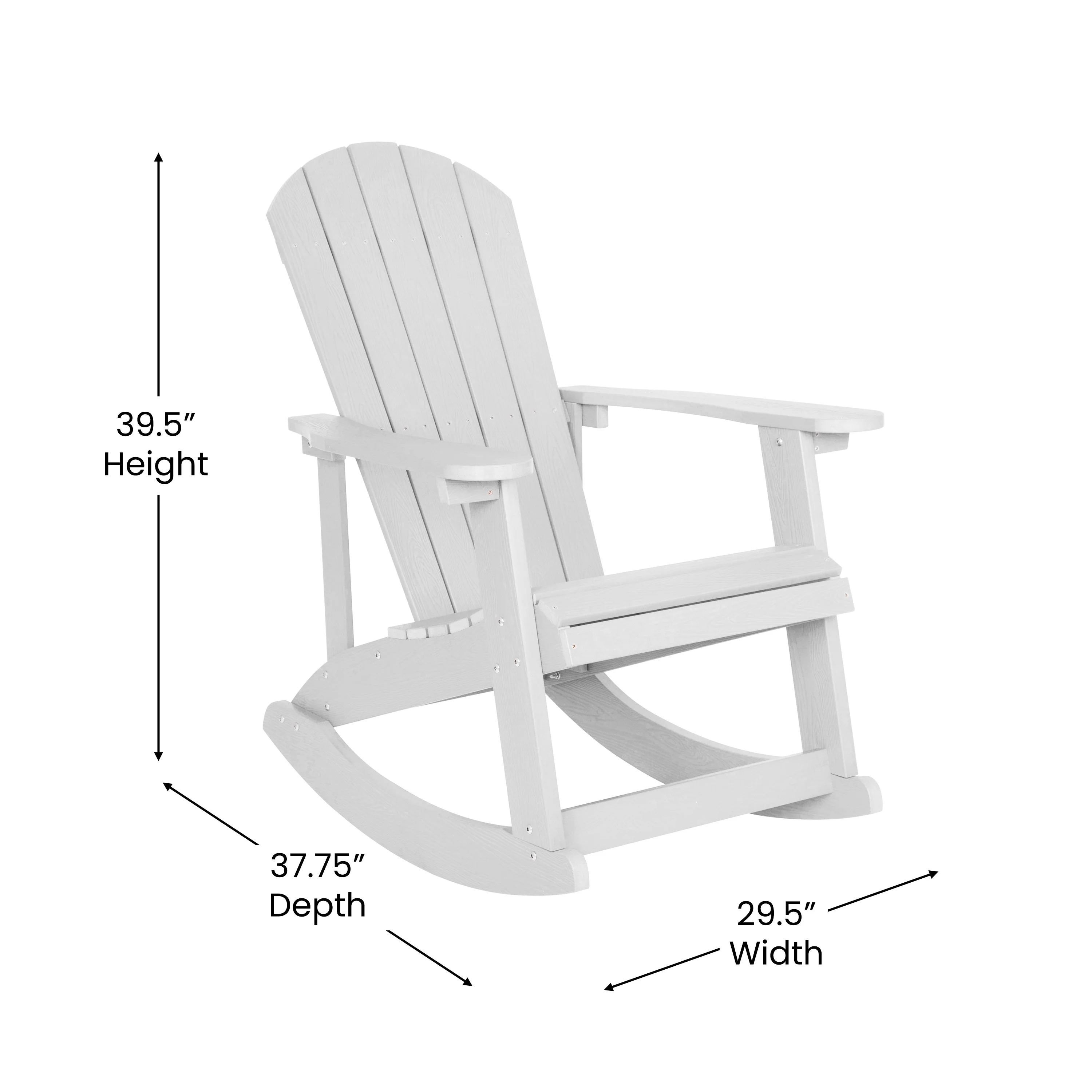 Merrick Lane 3 Piece Adirondack Patio Furniture Set Includes 2 White All-Weather Rocking Chairs and Side Table