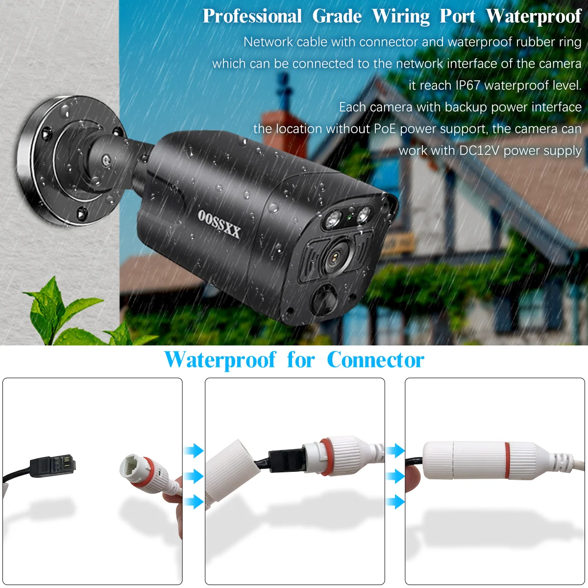 OOSSXX 4K PoE Security Camera System,8 Black CCTV Cameras with 2-Way Audio