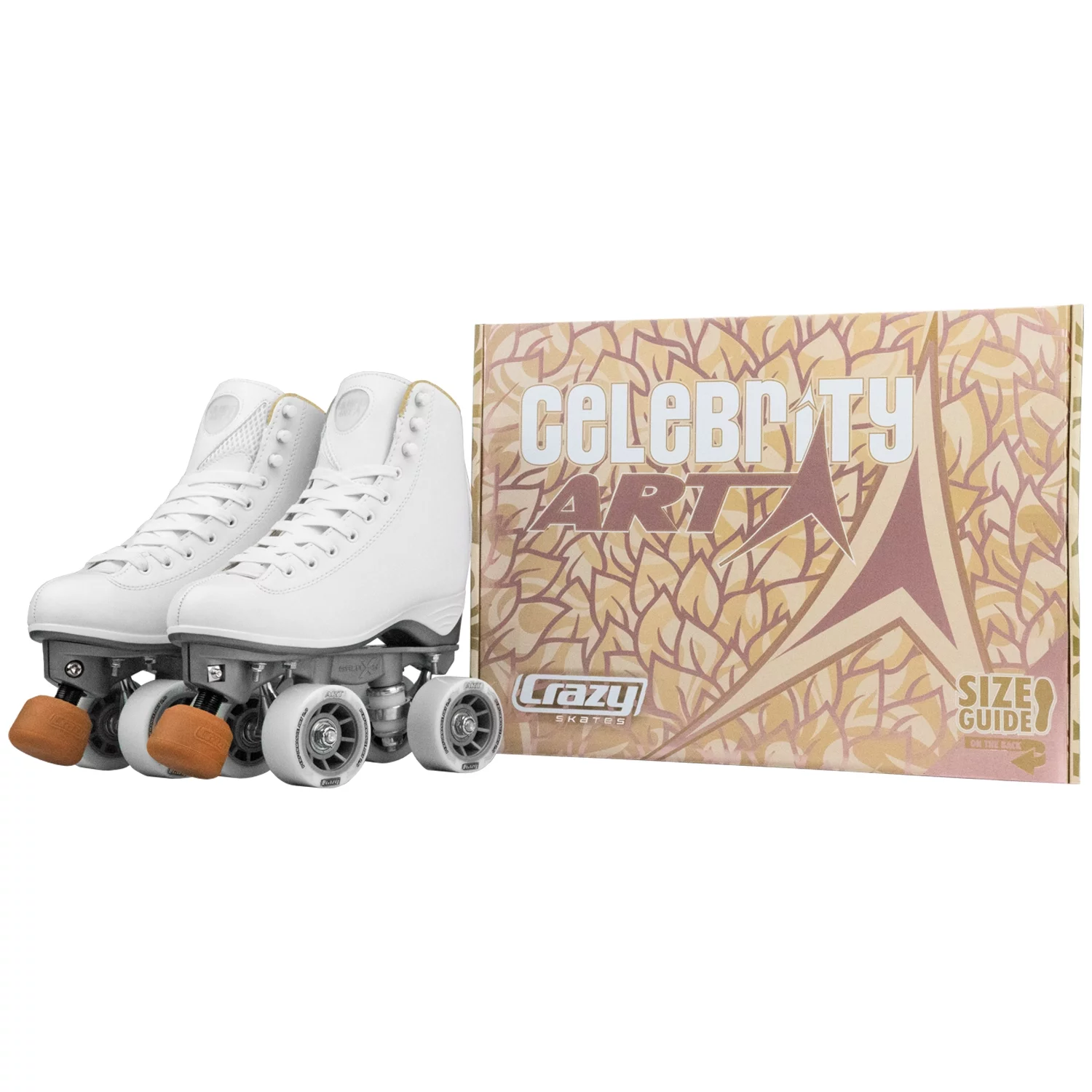 Crazy Skates Celebrity Art Roller Skates - Classic High White Artistic Quad Skate