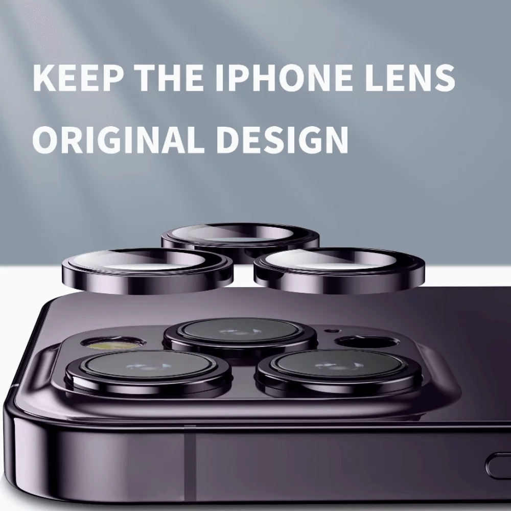 CASELIX iPhone 14 Pro Max Camera Lens Protector, Night Shooting Mode HD Tempered Metal Glass Camera Screen Protector Cover Film Accessories, Deep Purple