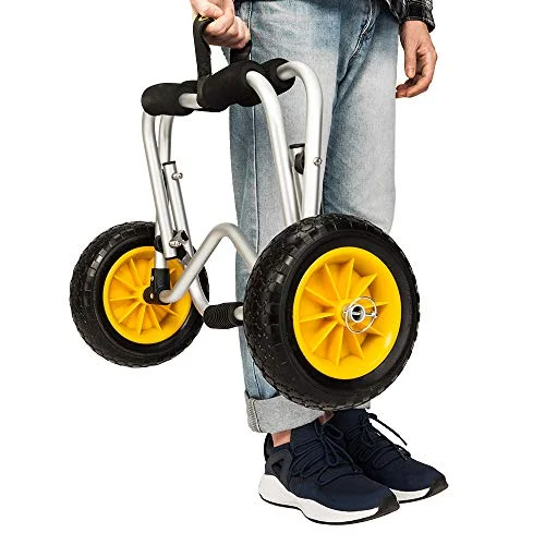 Bonnlo Kayak Cart Canoe Dolly Fishing Kayak Accessories Carrier Foldable Paddle Board Trolley Boat Trailer Transport with NO-Flat Airless Tires Wheels and 2 Ratchet Straps